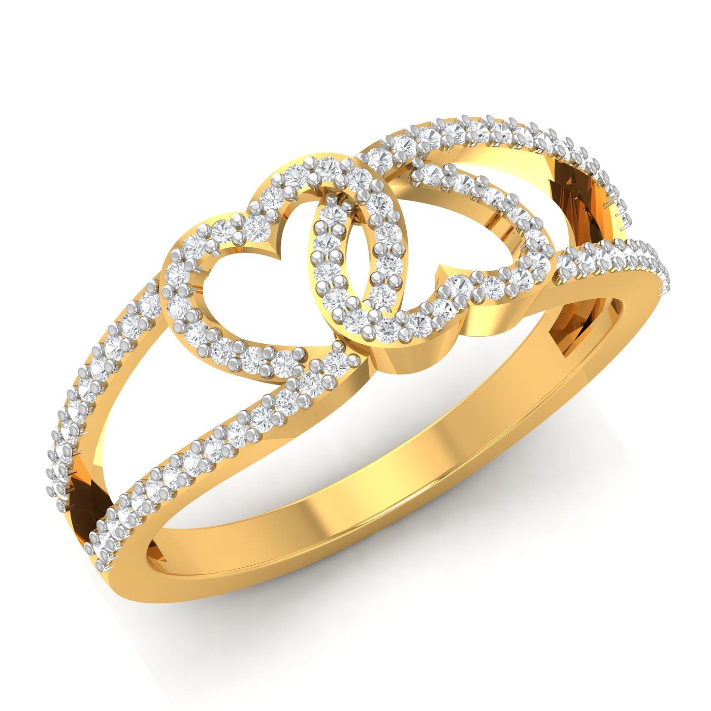 Merge Heart Wedding Ring With Yellow Gold Metal