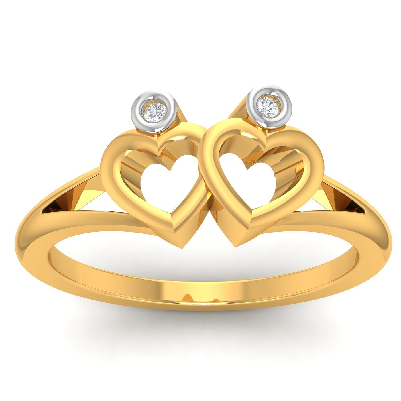 Yellow Gold Love Feeling Diamond Heart Ring On Valentine Gift For Her