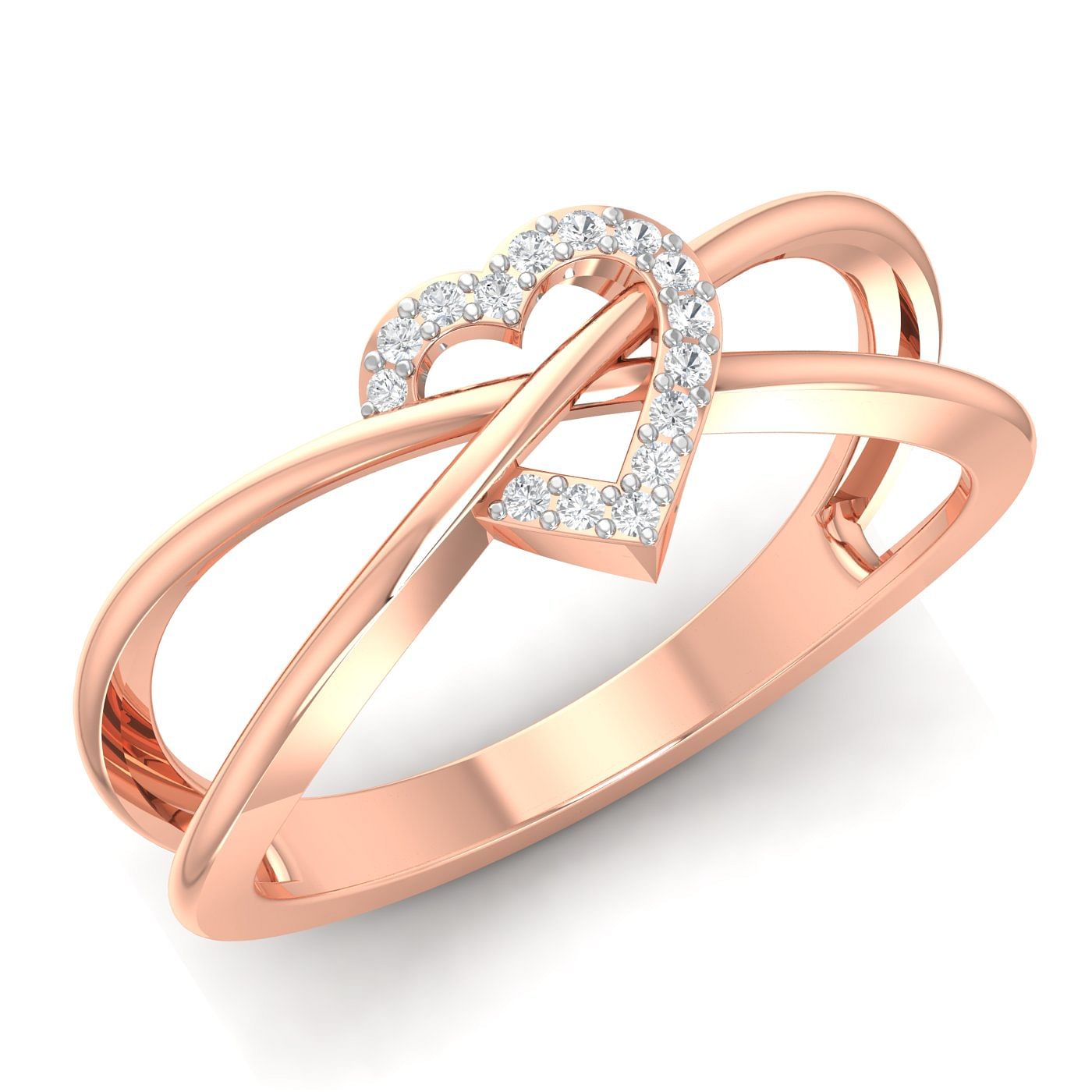 Diamond Heart Promise Ring Rose Gold For Anniversary Gift