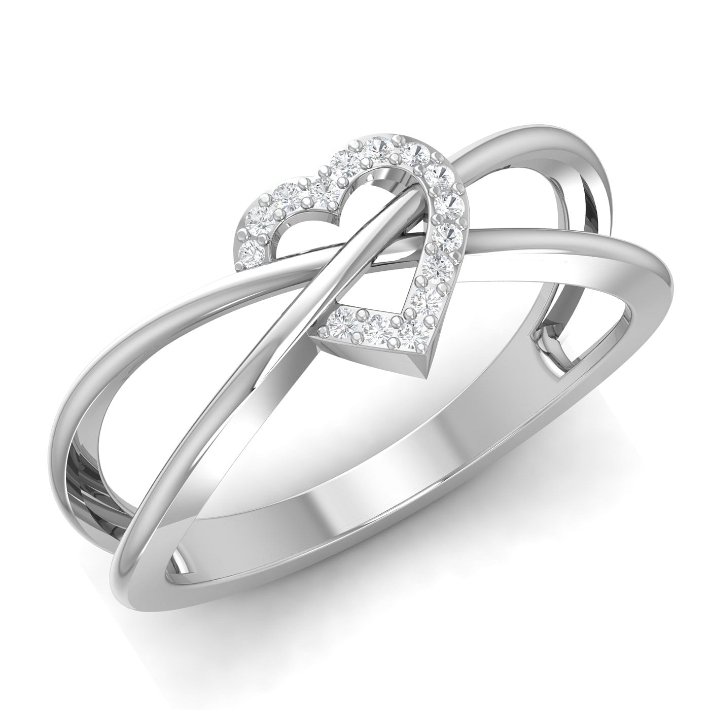Diamond Heart Promise Ring White Gold For Anniversary Gift