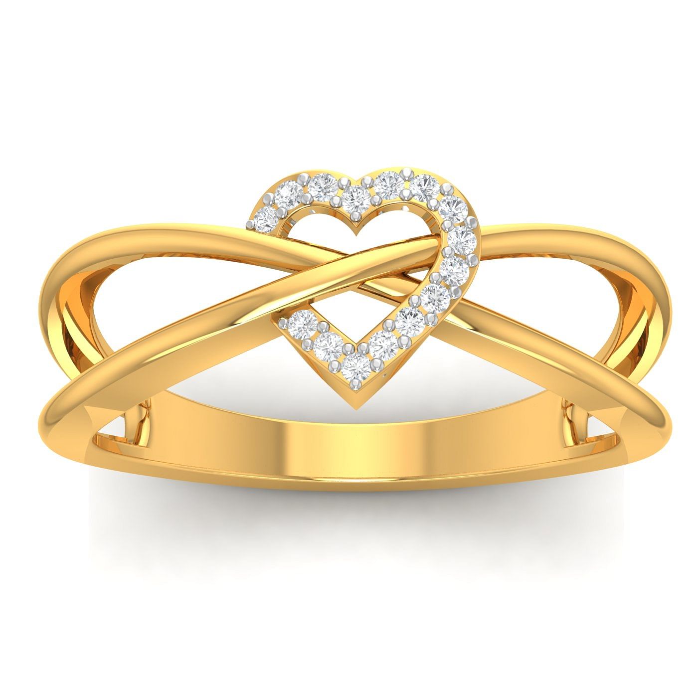 Diamond Heart Promise Ring Yellow Gold For Anniversary Gift