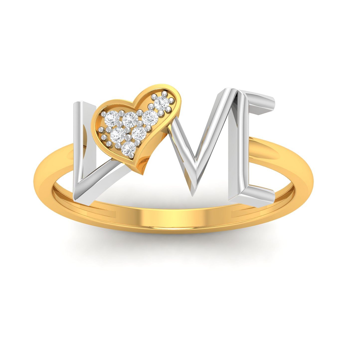 Yellow gold promise Love Initial Wedding Ring for her
