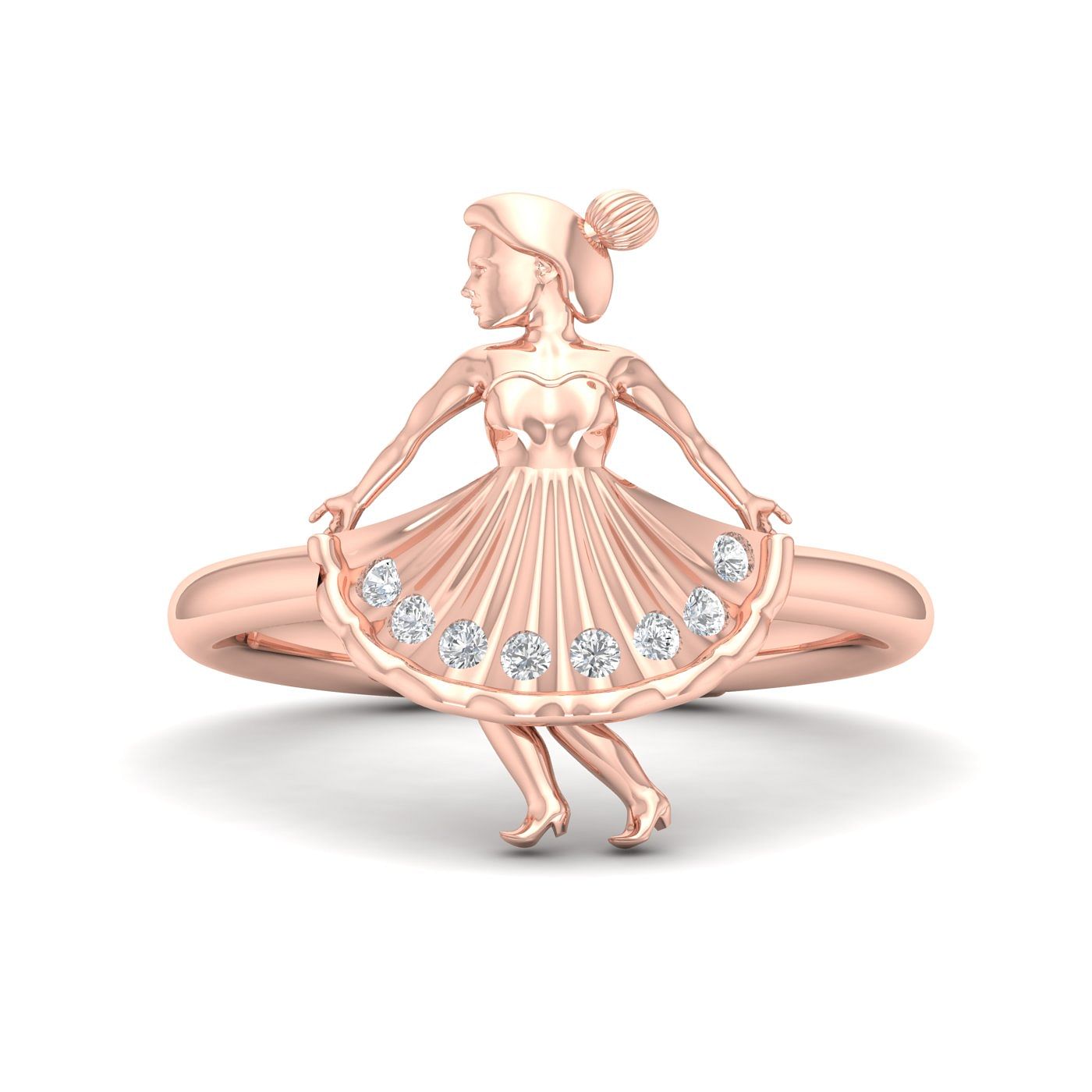 14k Rose Gold Danseuse Kids Diamond Ring For Her