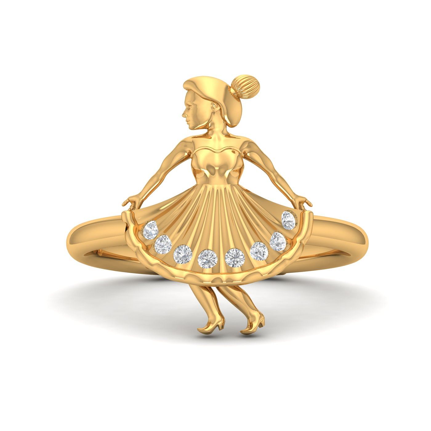 14k Yellow Gold Danseuse Kids Diamond Ring For Her