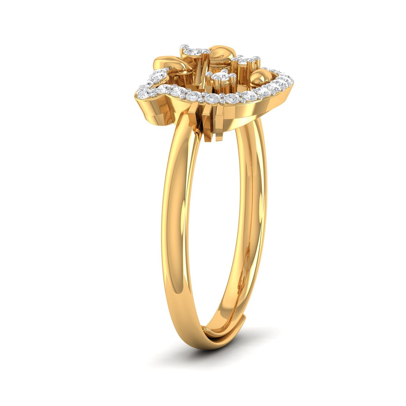 Stylish Modern Fancy Classic Diamond Ring With Yellow Gold For Gift