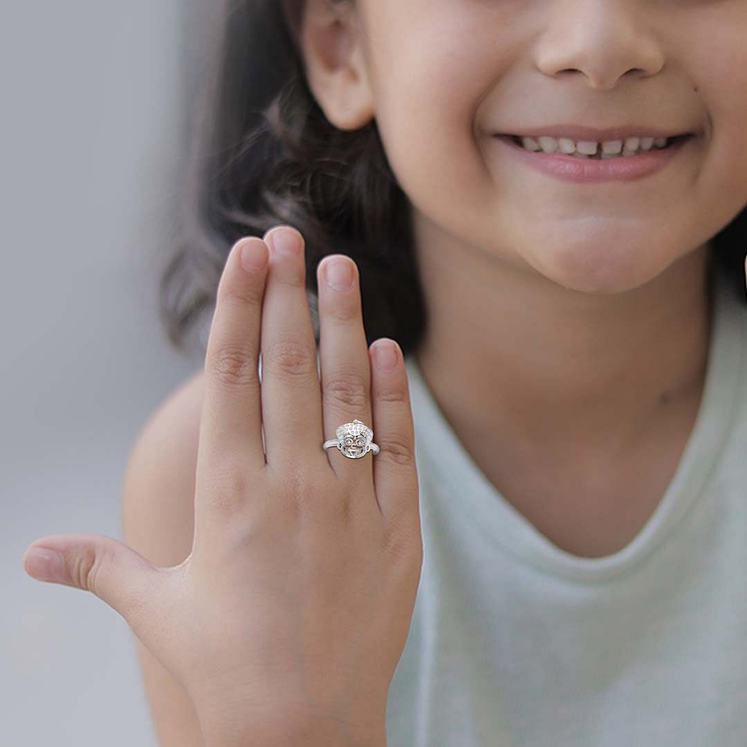 White Gold Little Chota Bheem Kids Diamond Ring For Kids