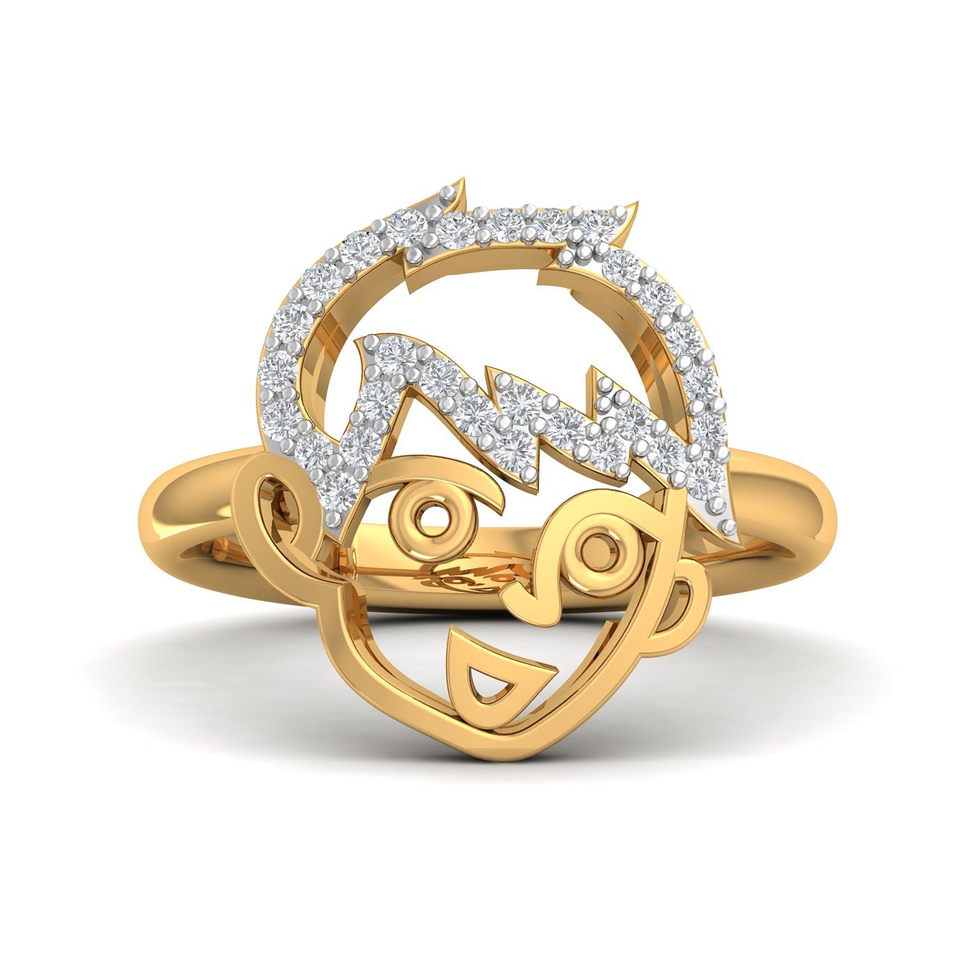 Yellow Gold Ben10 Diamond Ring For Kids
