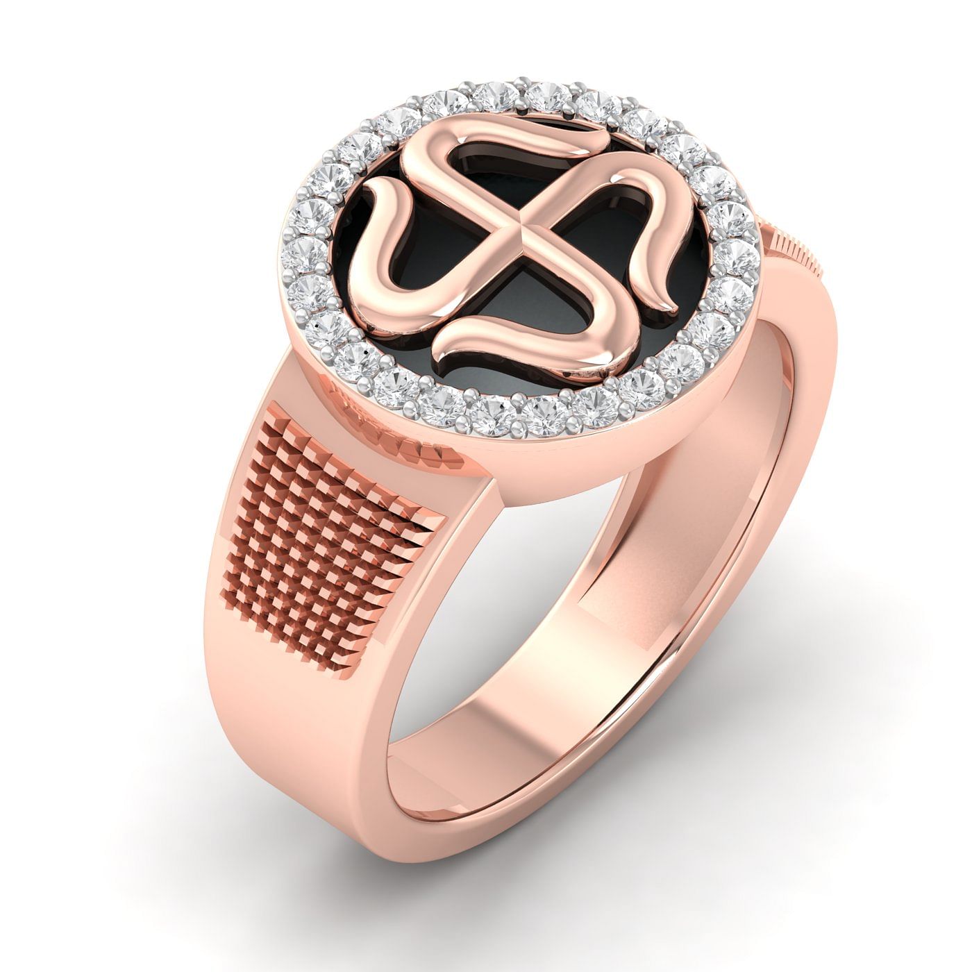Rose Gold Swastik Men's Diamond Ring For wedding gift