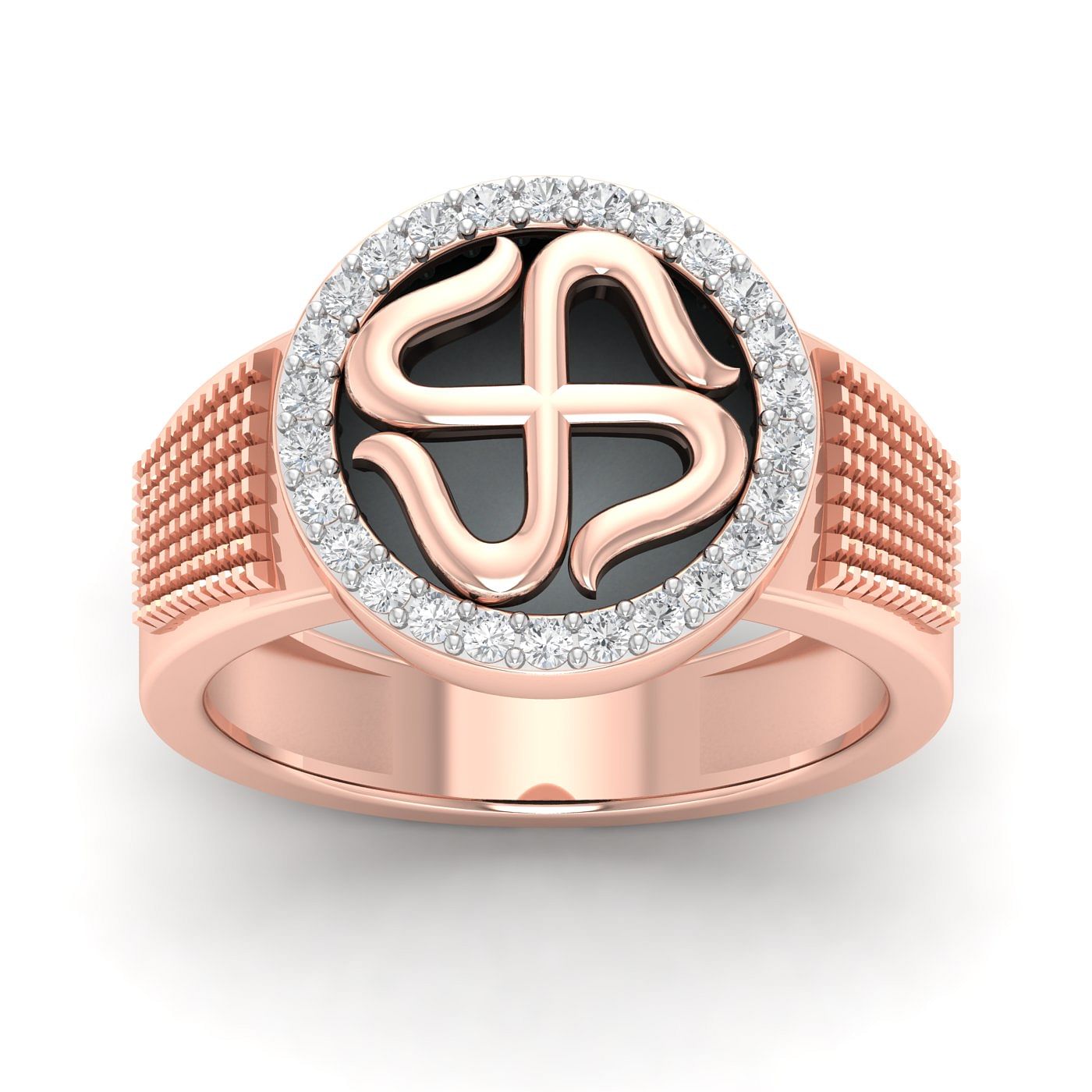 Rose Gold Swastik Men's Diamond Ring For wedding gift