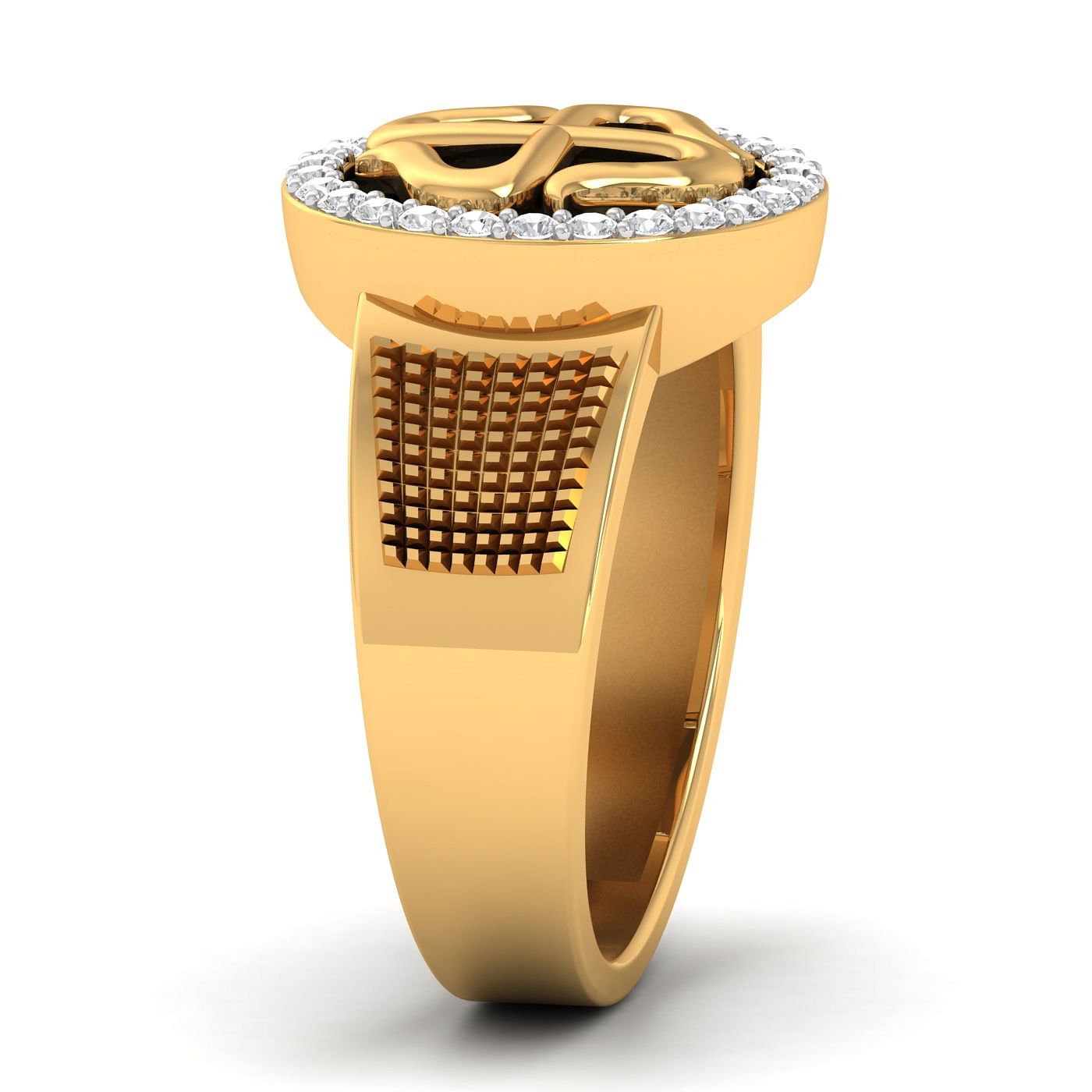 yellow gold Swastik Men's Diamond Ring For wedding gift