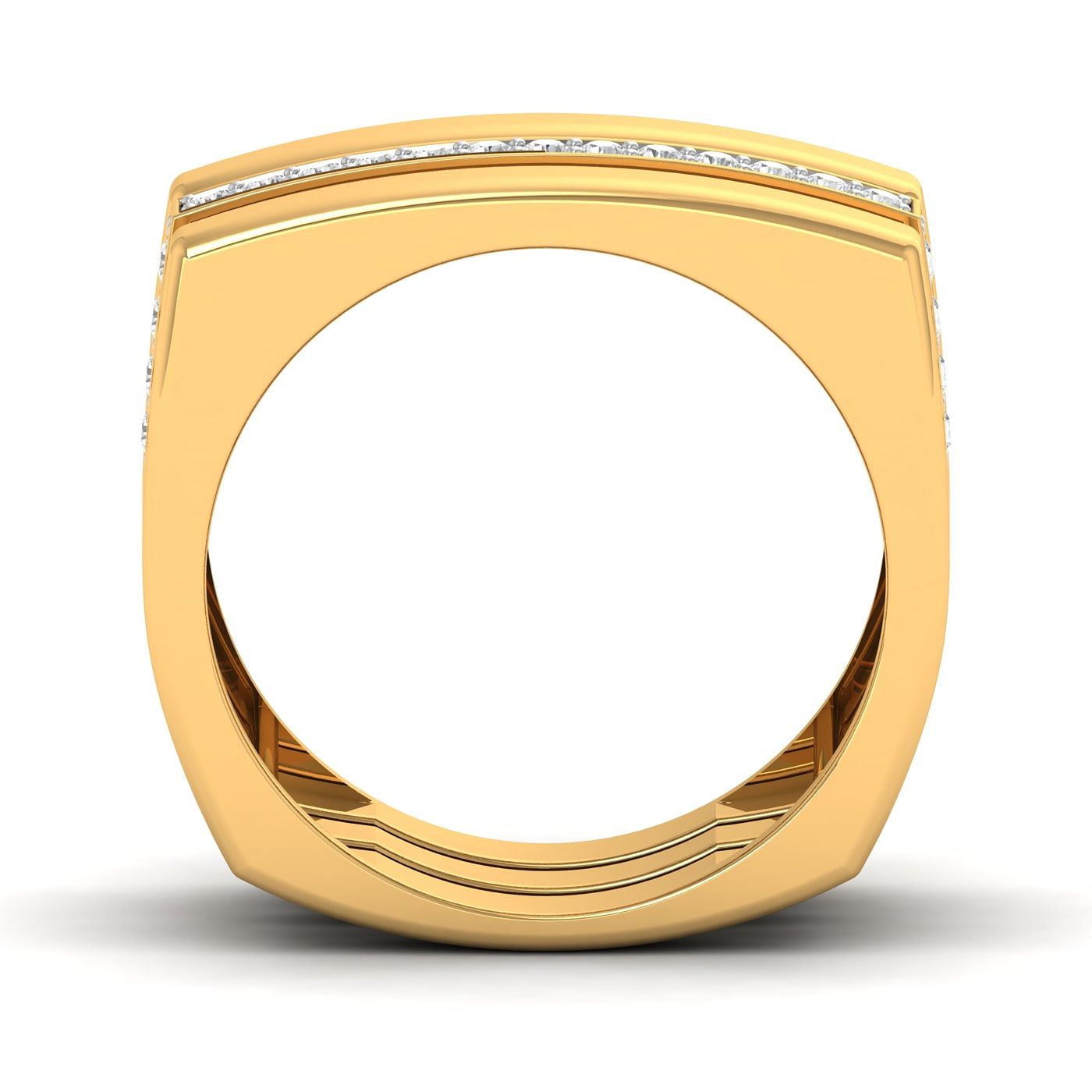 Yellow Gold Geometric Men's Diamond Ring