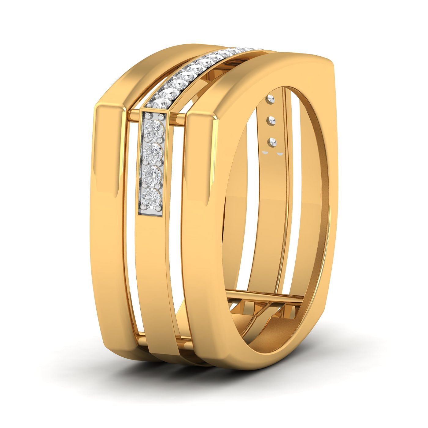 Yellow Gold Geometric Men's Diamond Ring
