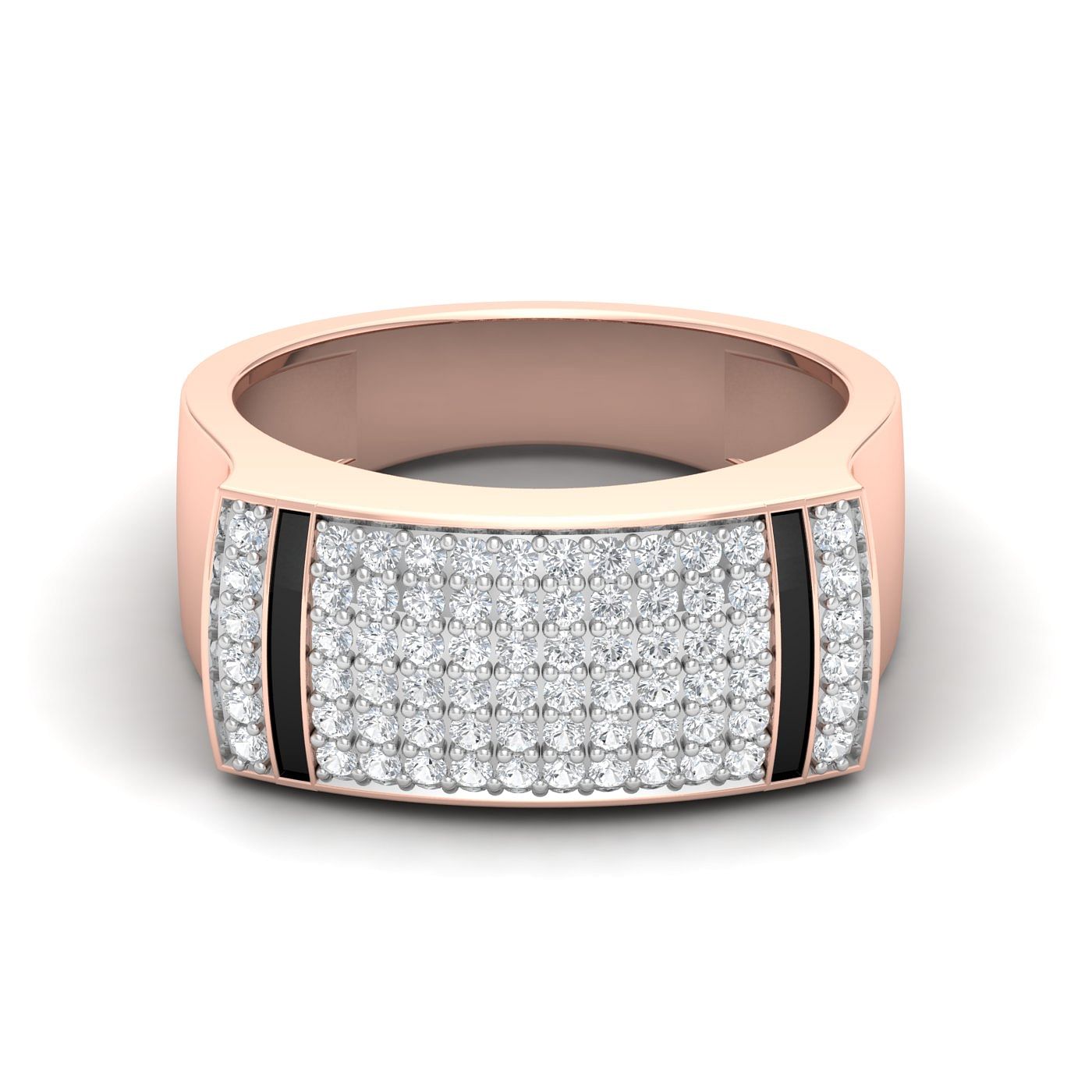 14k Rose Gold Cluster Plain Men's Diamond Ring
