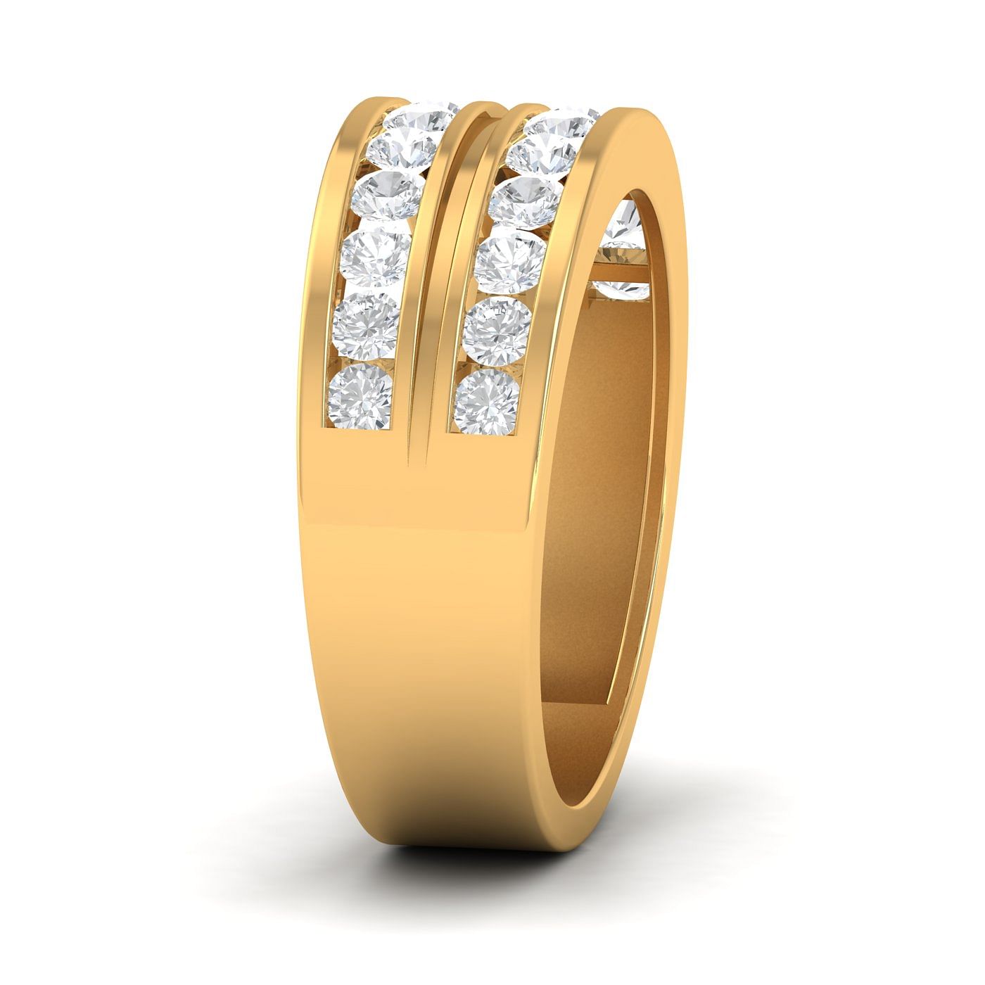 Yellow Gold Two layers Men's Diamond Ring Wedding Gift