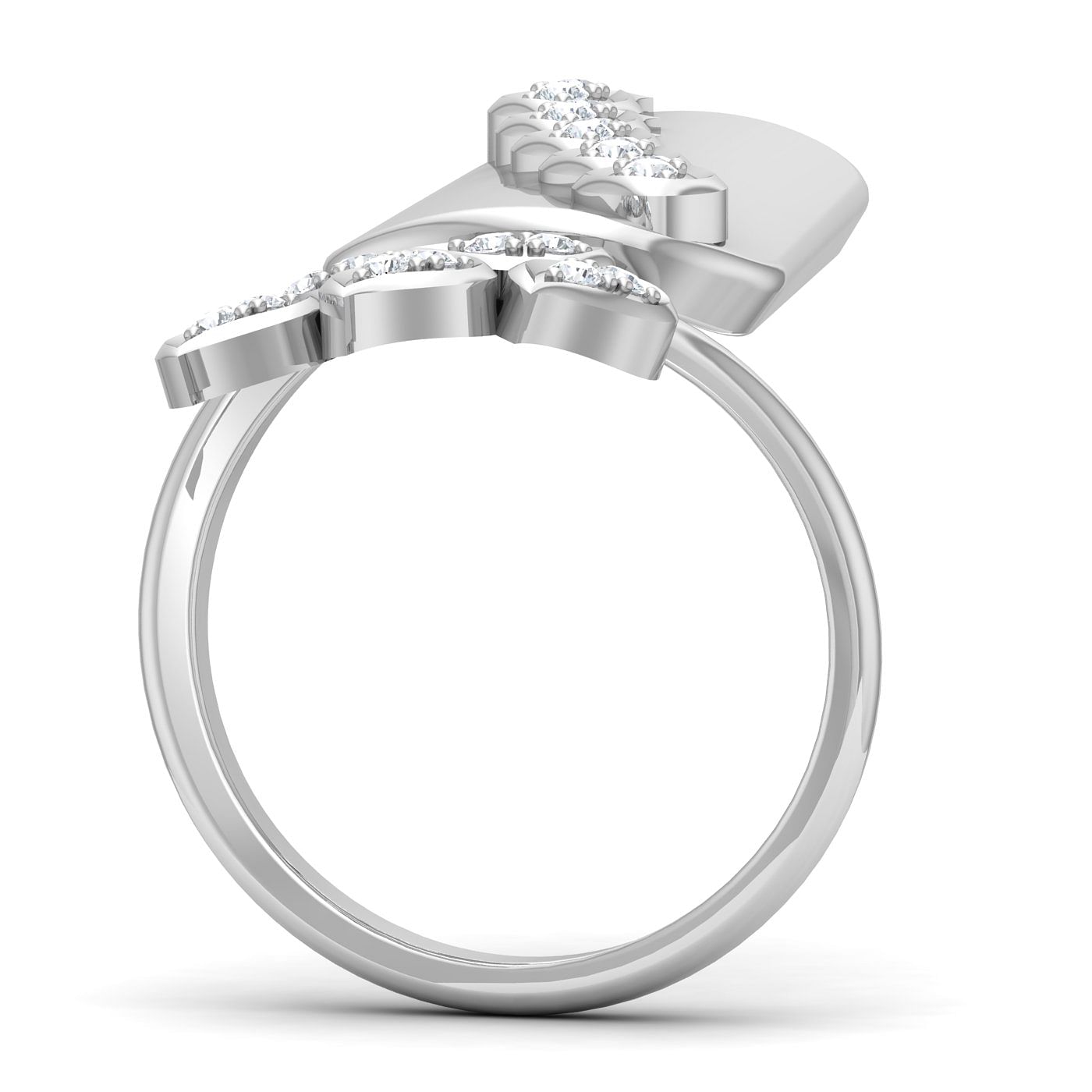 White Gold Fashionable Diamond Nail Ring
