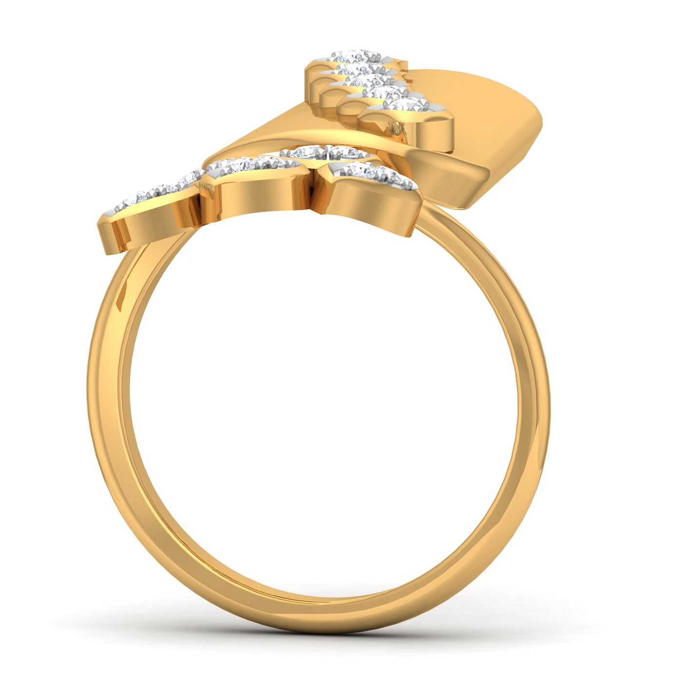 Yellow Gold Fashionable Diamond Nail Ring
