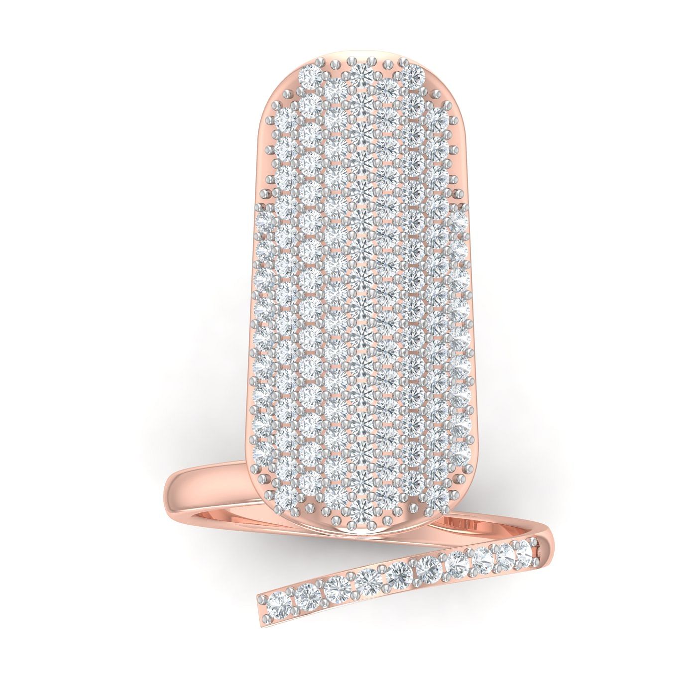 Cluster Setting Diamond Nail Ring With Rose Gold