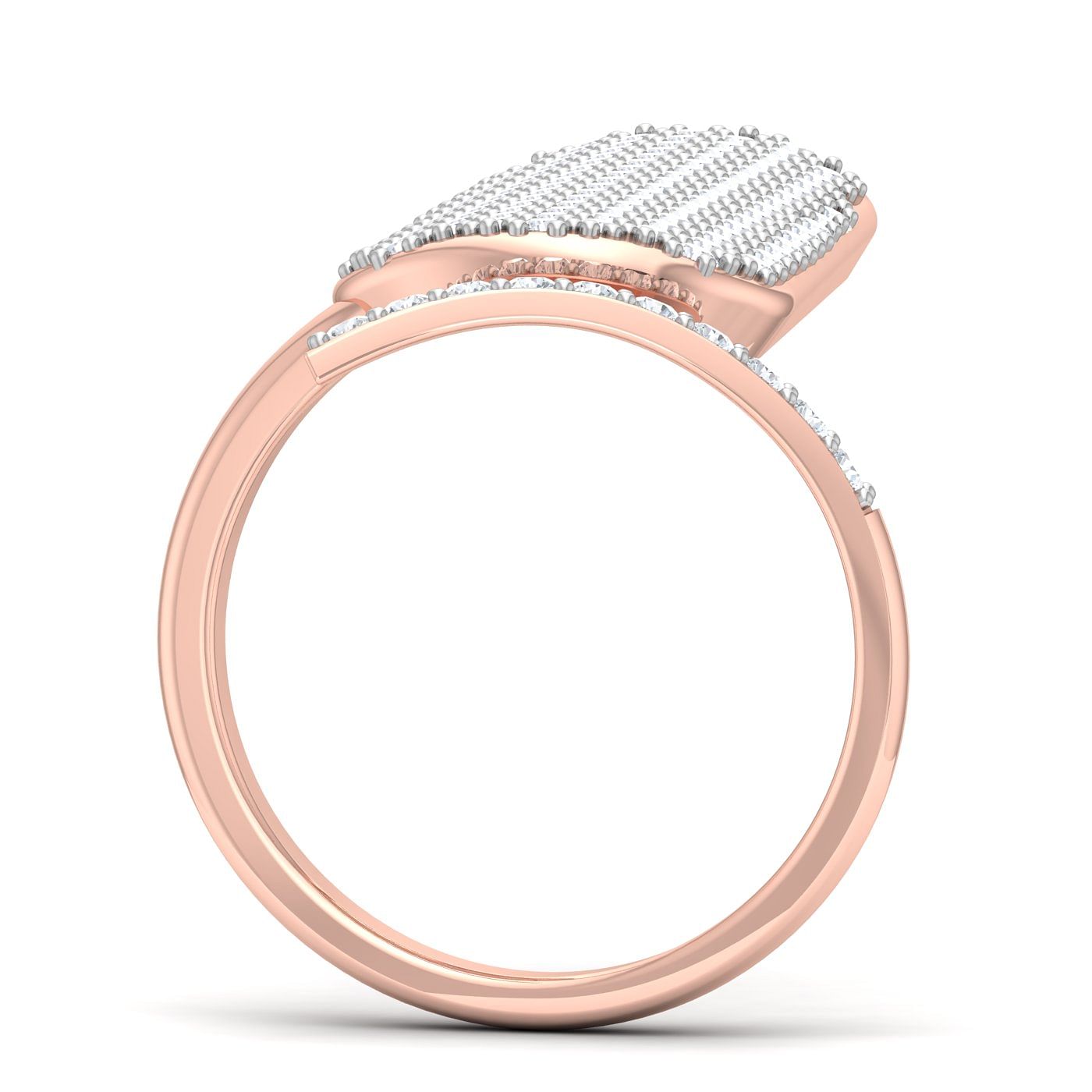 Cluster Setting Diamond Nail Ring With Rose Gold