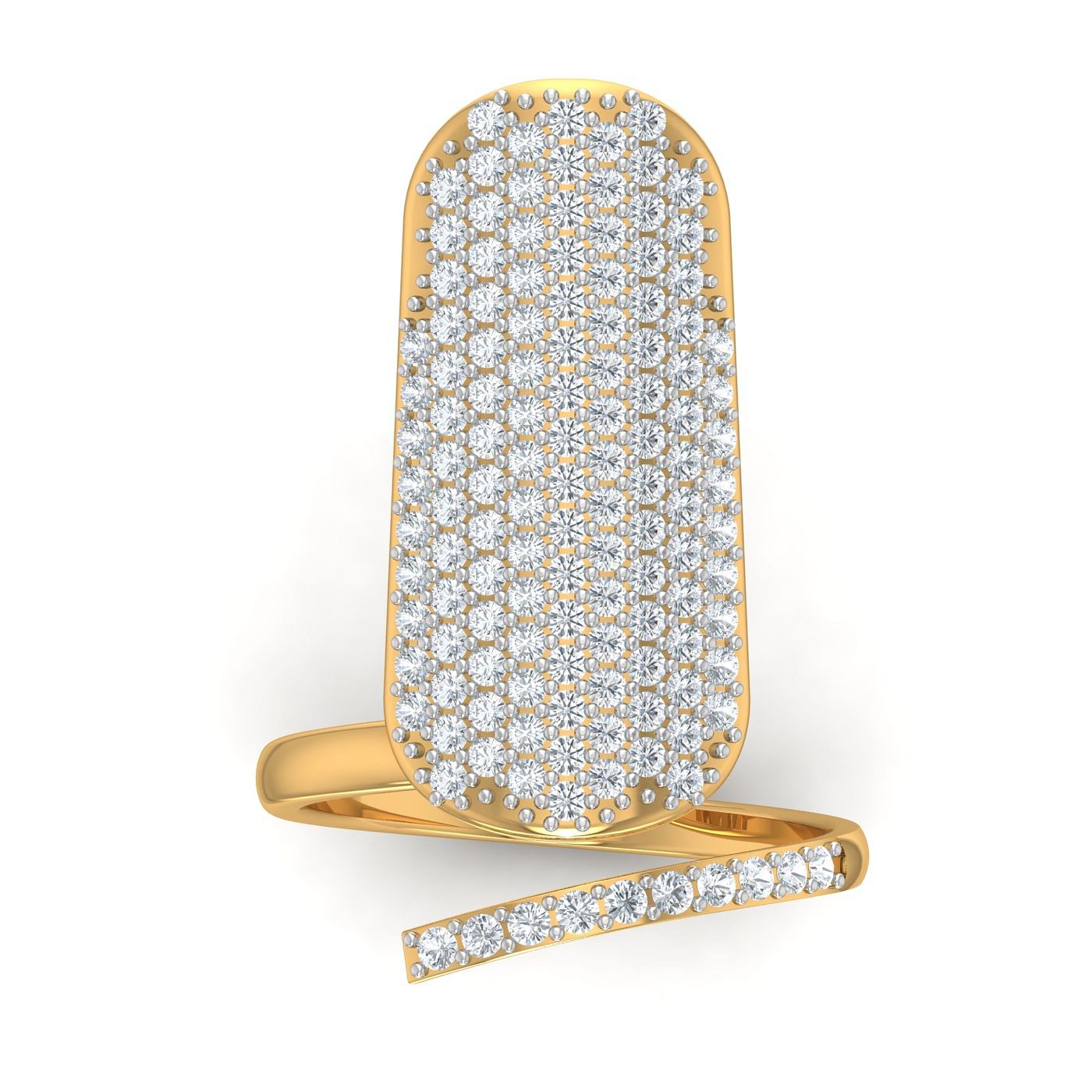Cluster Setting Diamond Nail Ring With Yellow Gold