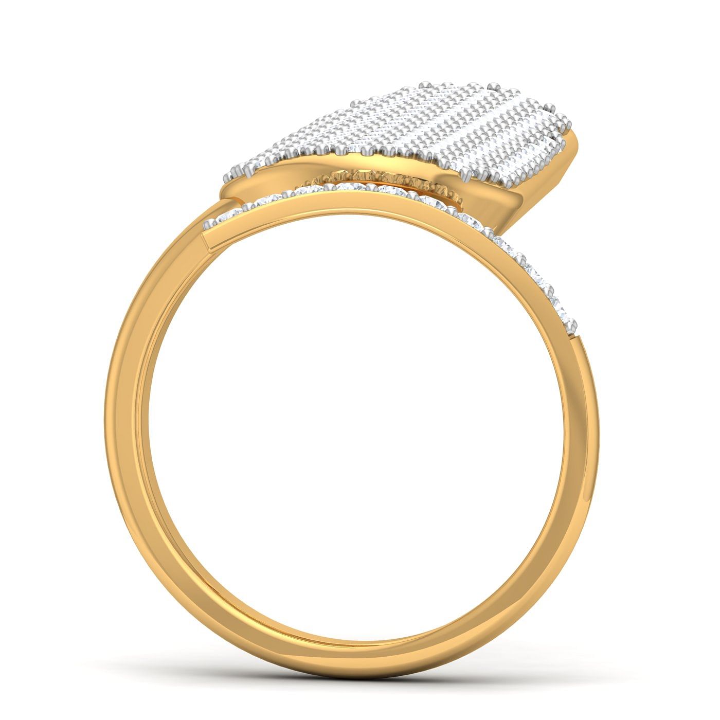 Cluster Setting Diamond Nail Ring With Yellow Gold