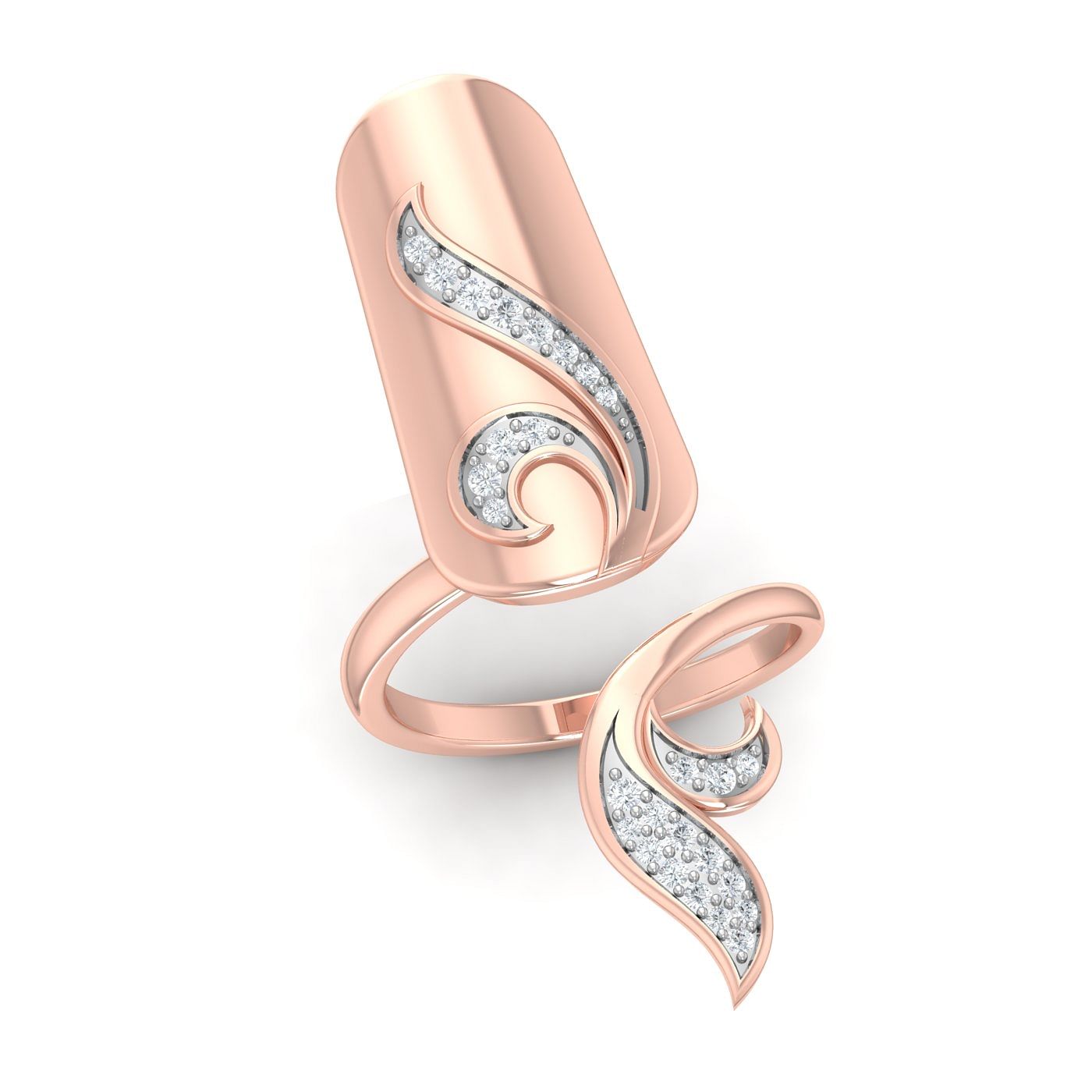 Classic Diamond Finger Nail Ring With Rose Gold