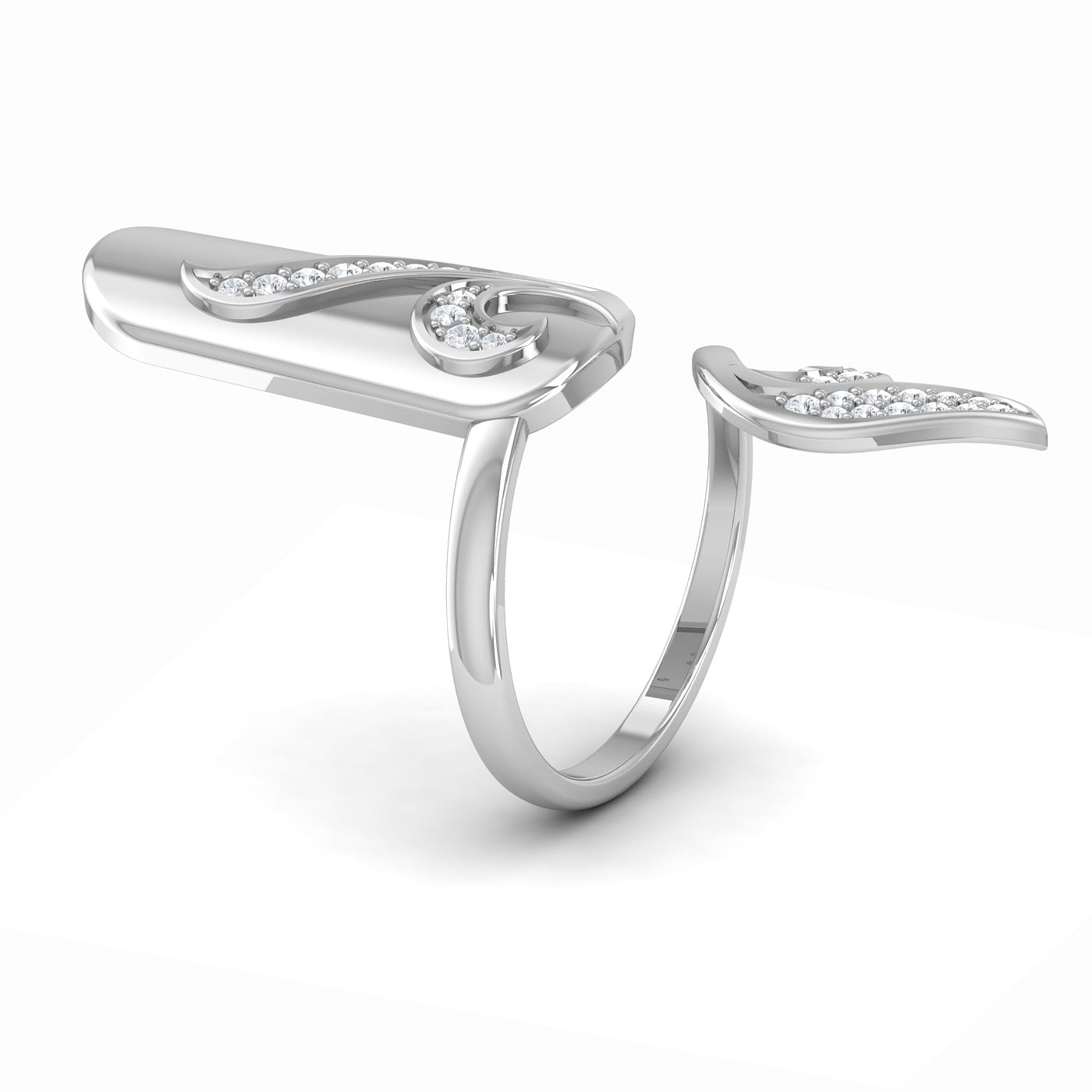 Classic Diamond Finger Nail Ring With White Gold