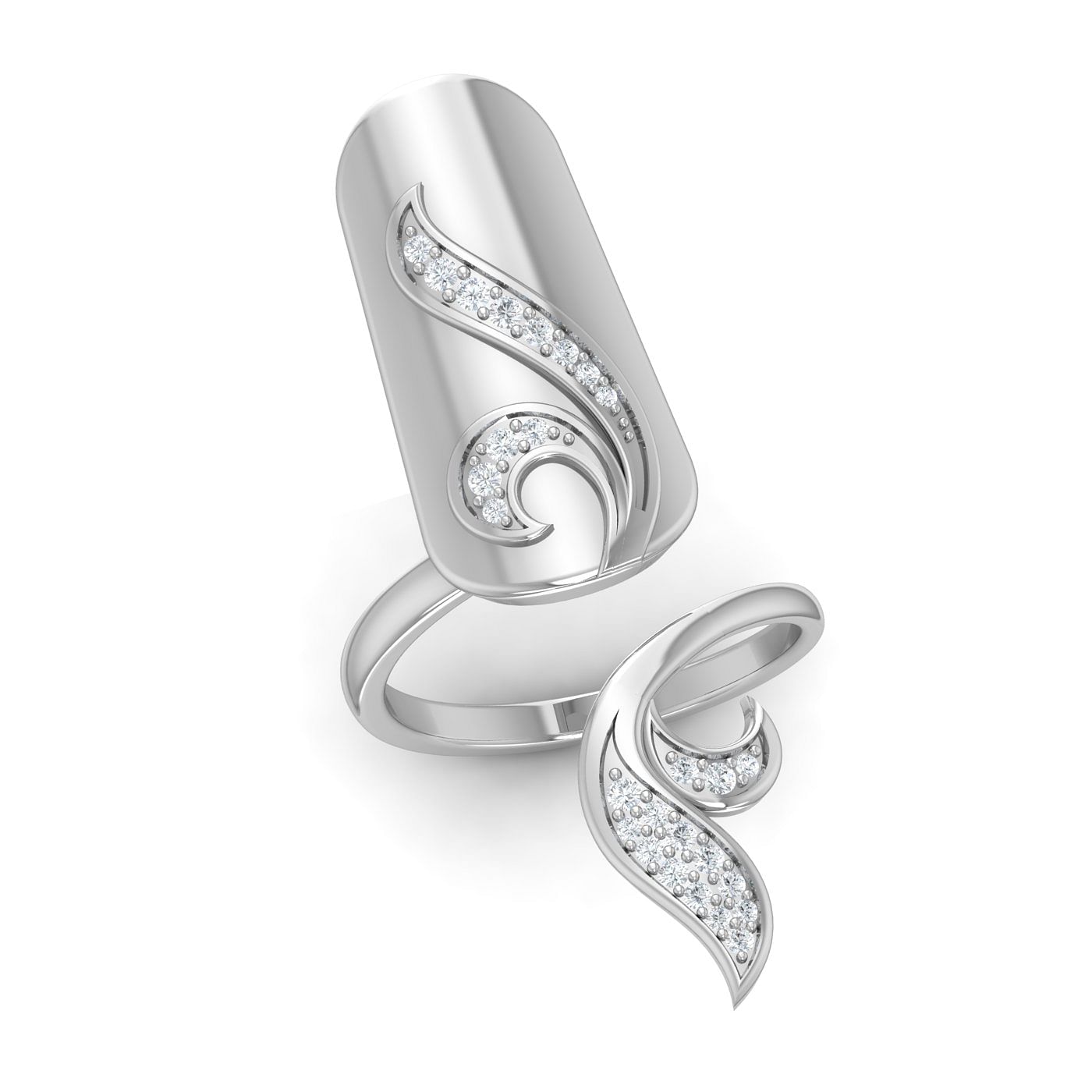 Classic Diamond Finger Nail Ring With White Gold