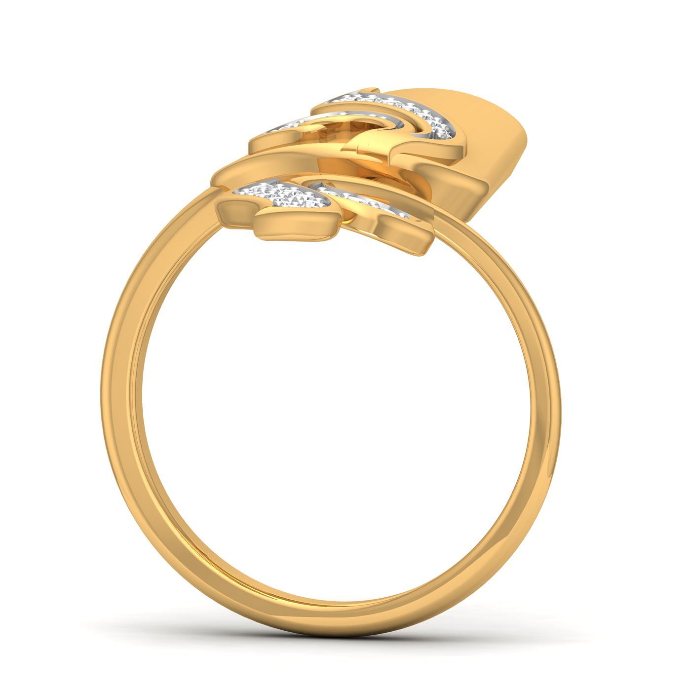 Classic Diamond Finger Nail Ring With Yellow Gold
