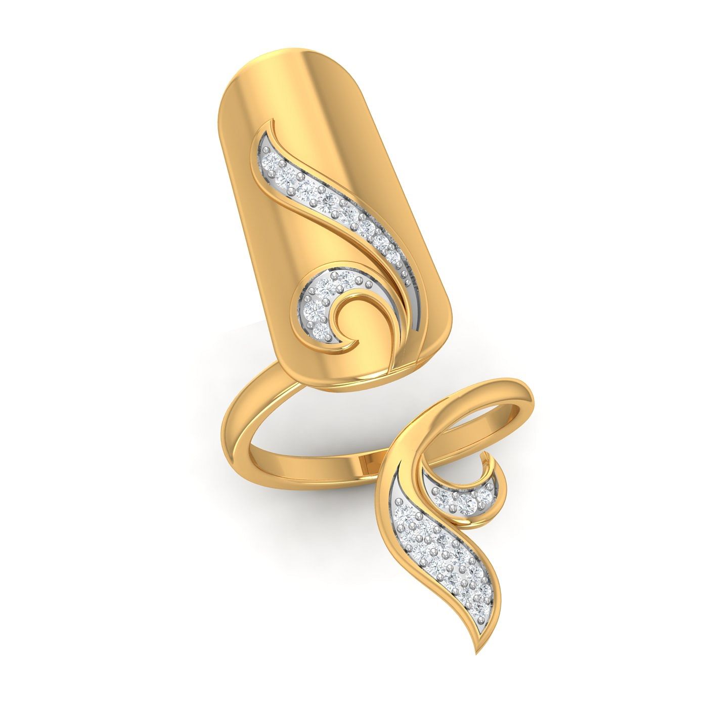 Classic Diamond Finger Nail Ring With Yellow Gold