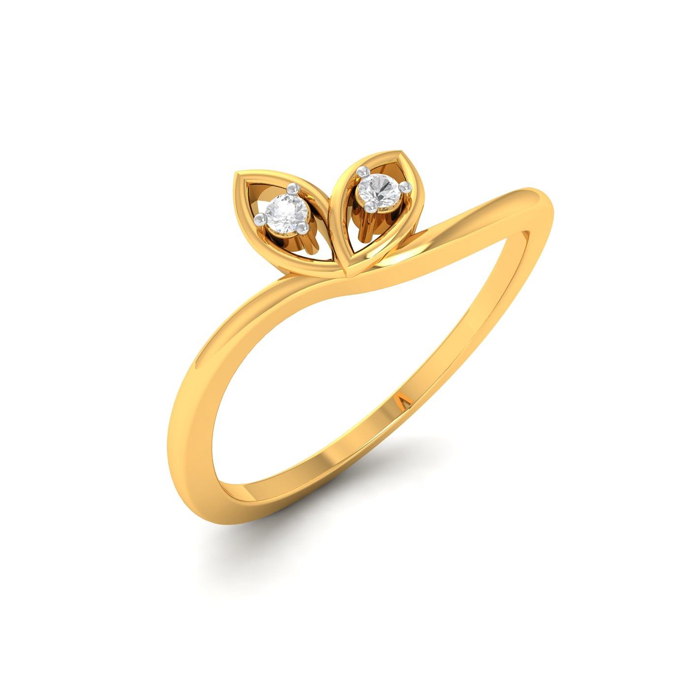 Yellow Gold Fairy Wings Diamond Ring For Daily Wear