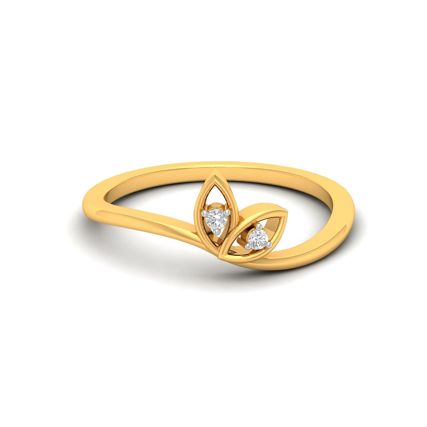 Yellow Gold Fairy Wings Diamond Ring For Daily Wear
