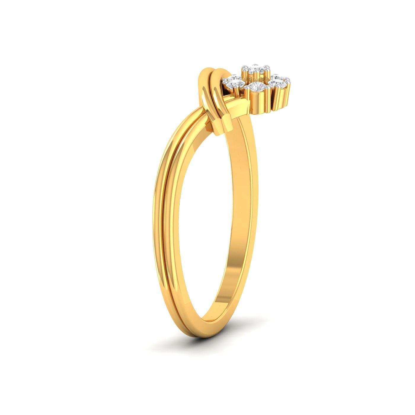 Designer 14k Yellow Gold Claire 4 Stone Diamond Ring