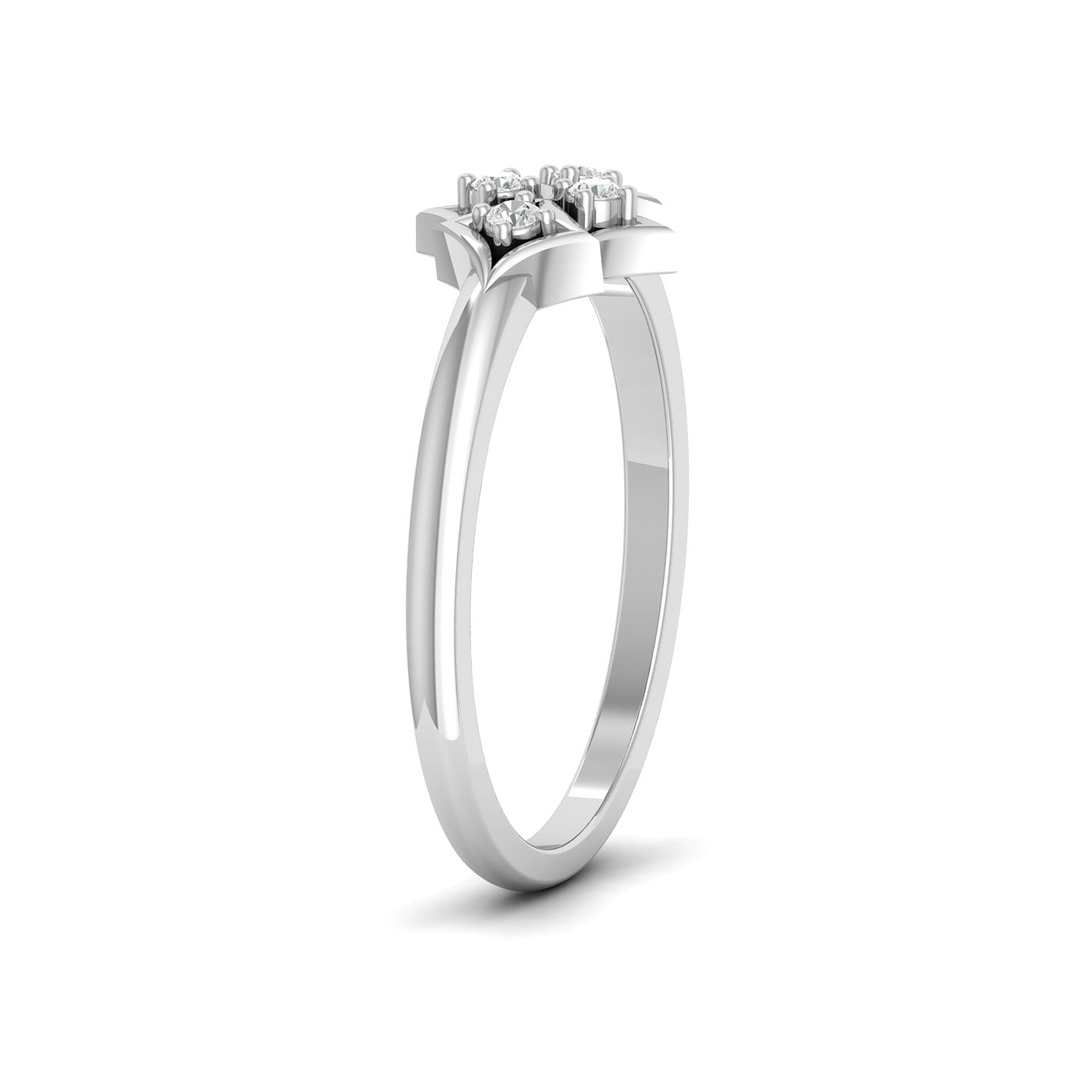 10k White Gold Cluster Floral Diamond Ring