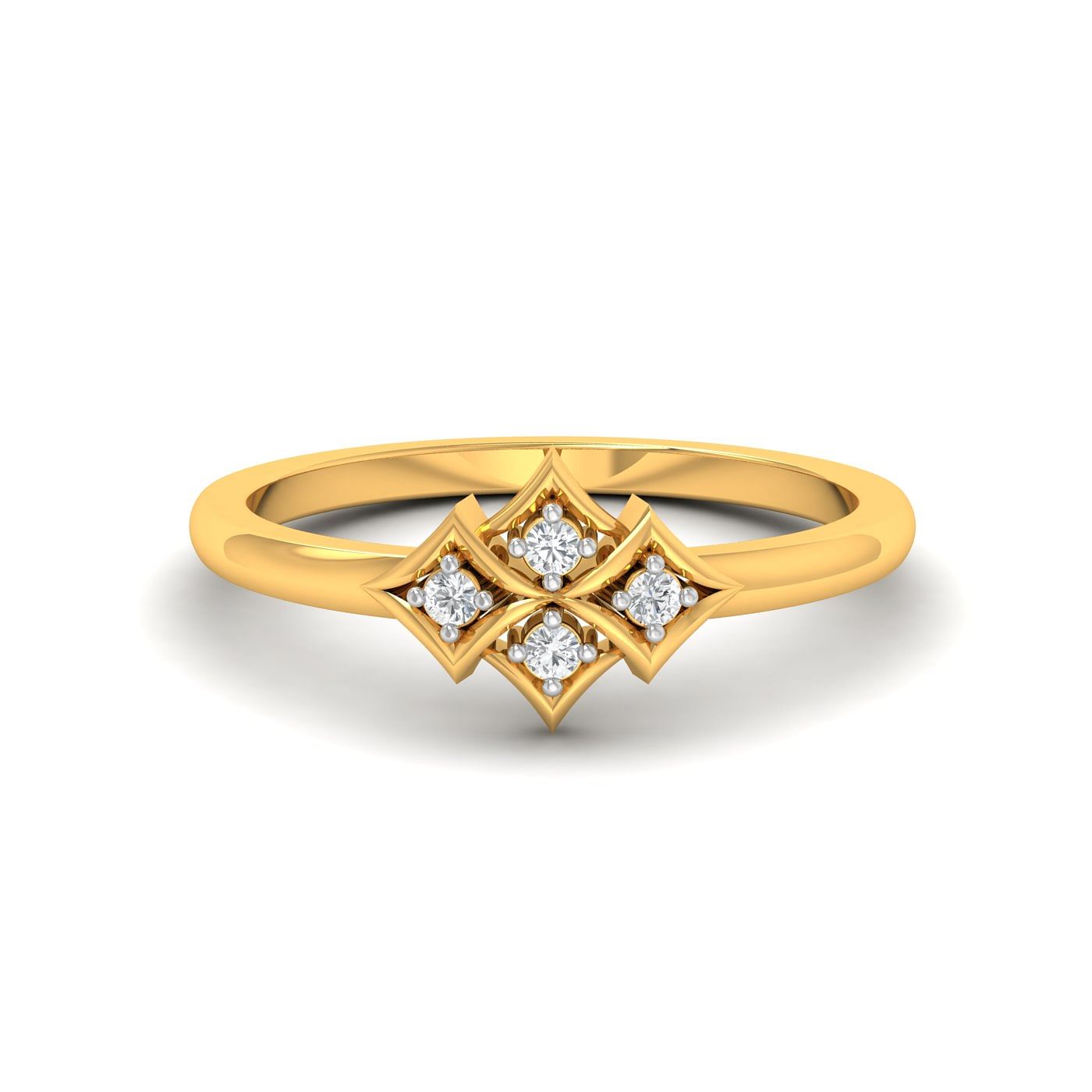 10k Yellow Gold Cluster Floral Diamond Ring