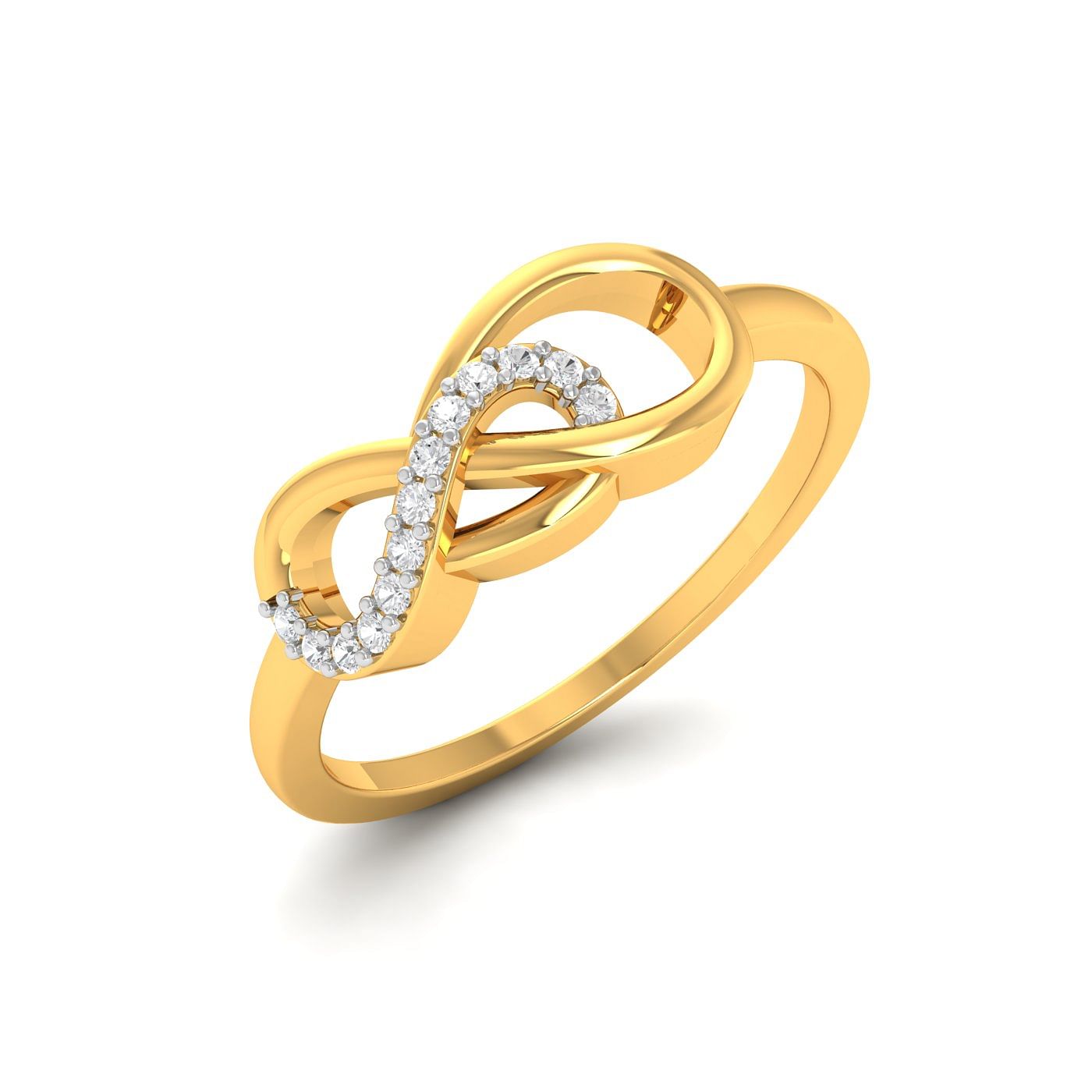 Modern Design Yellow Gold Diamond Ring Infinity Century Diamond Ring For Women