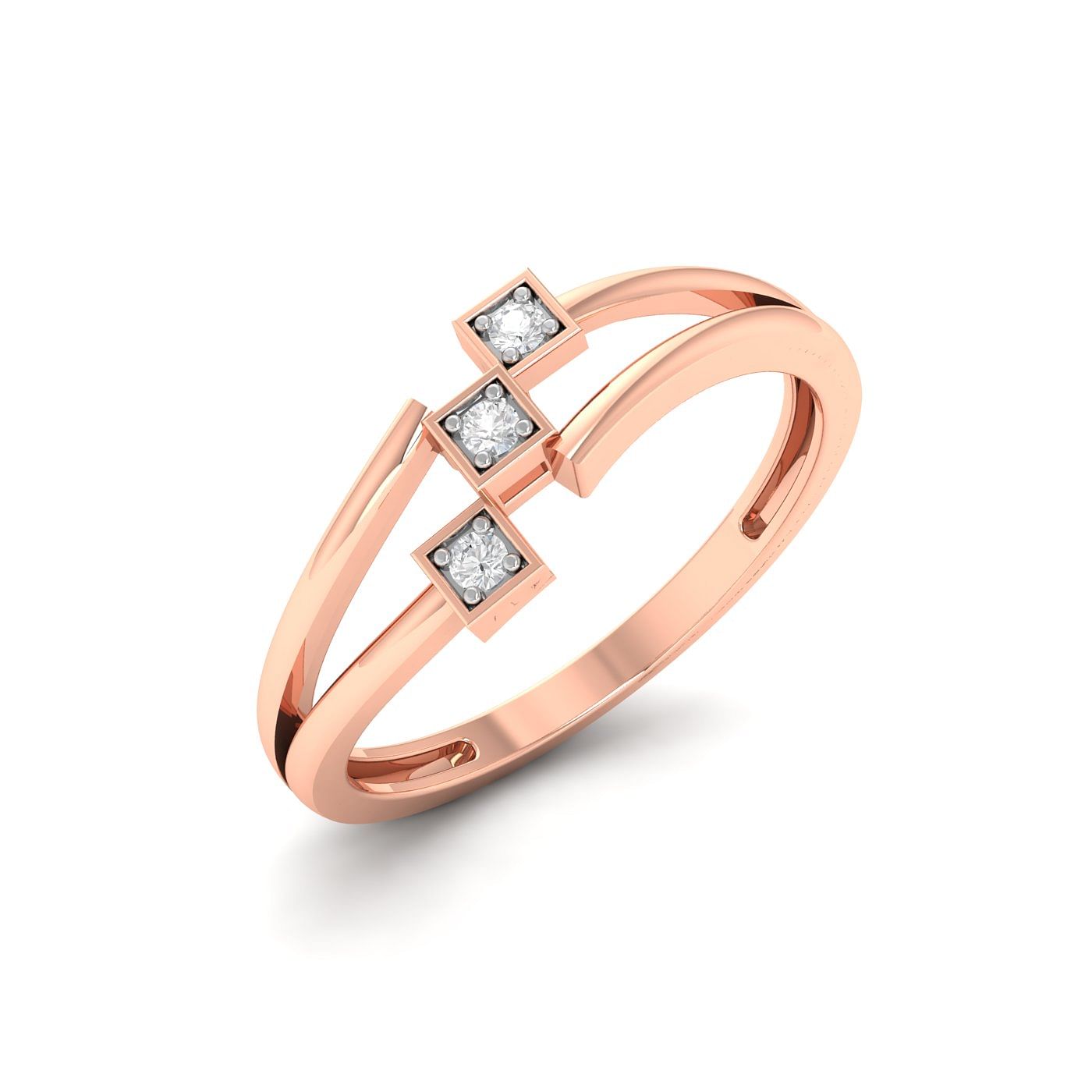 Office Wear Blocchi Delicate Diamond Ring With Rose Gold