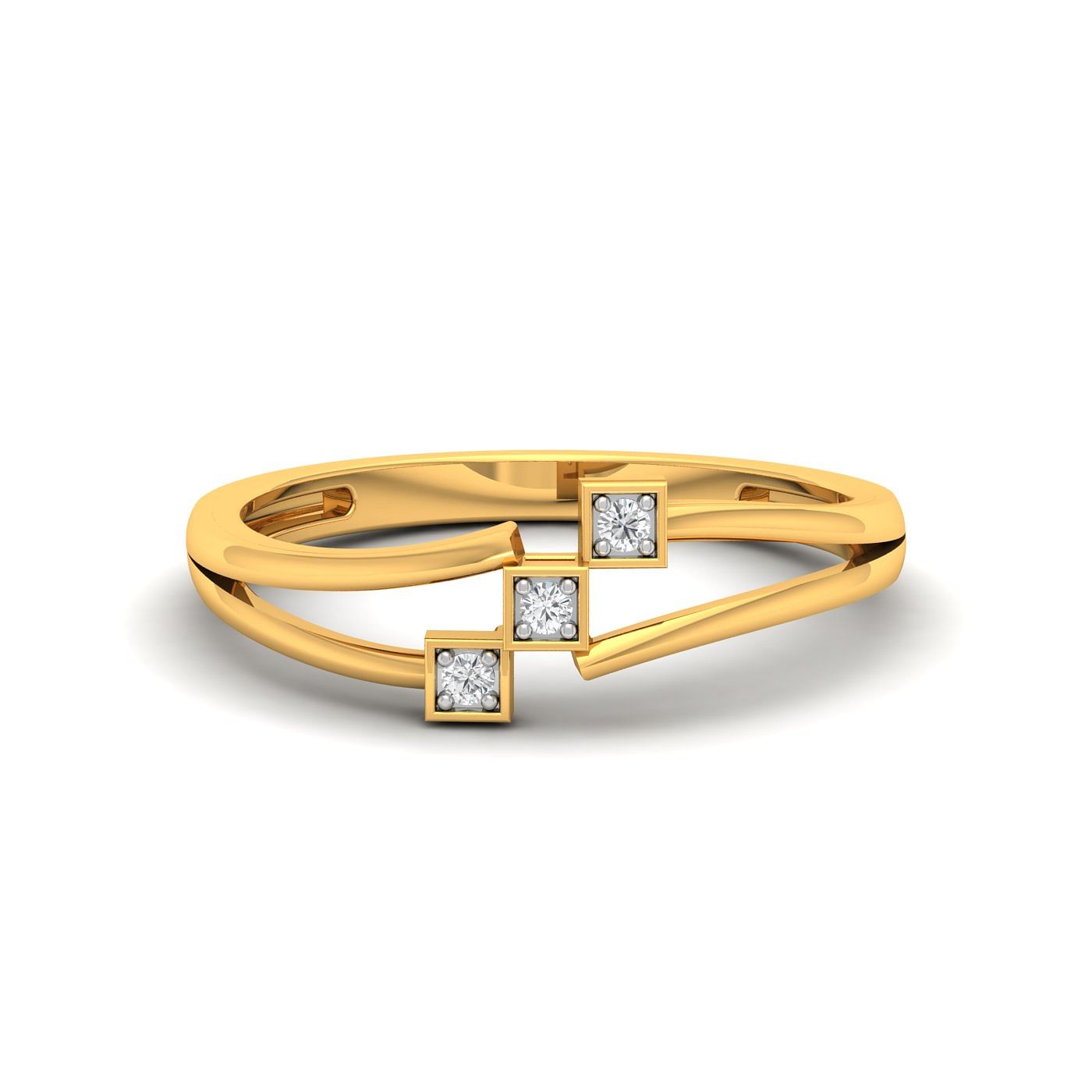 Office Wear Blocchi Delicate Diamond Ring With Yellow Gold