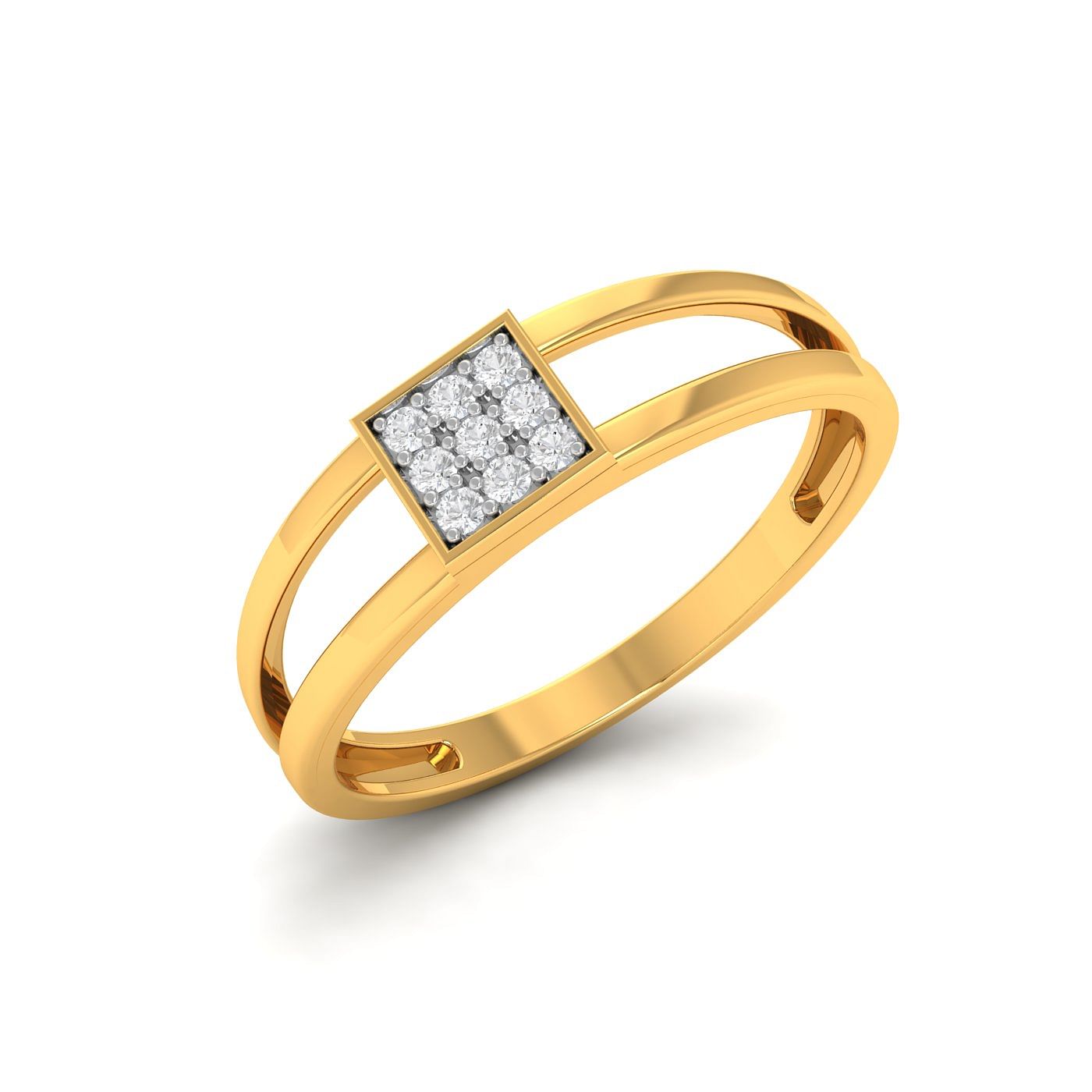 Kasten Double layer Band Ring For Daily Wear Yellow Gold Metal