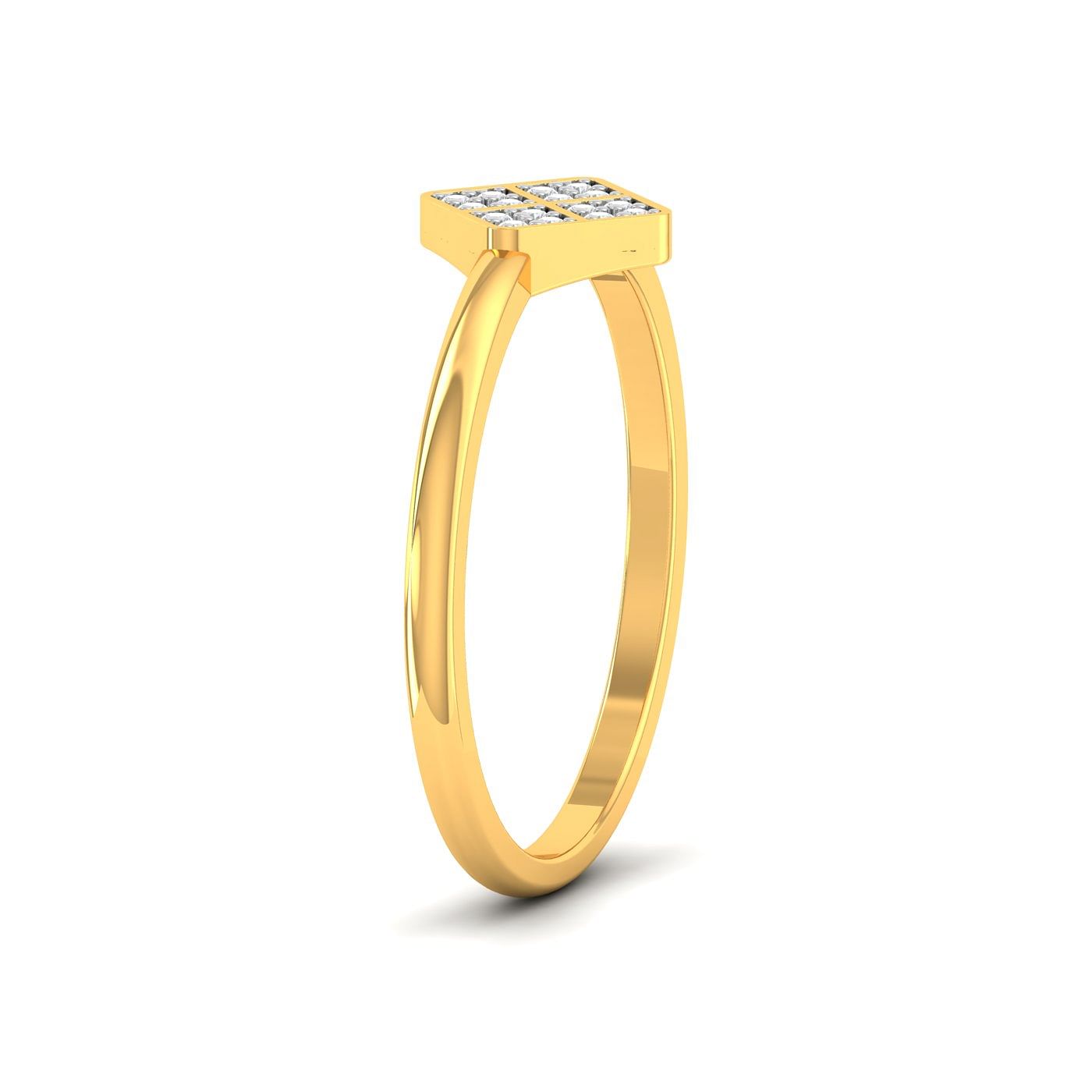 14k Yellow Gold Daily Wear Blocks Patterns Diamond Band
