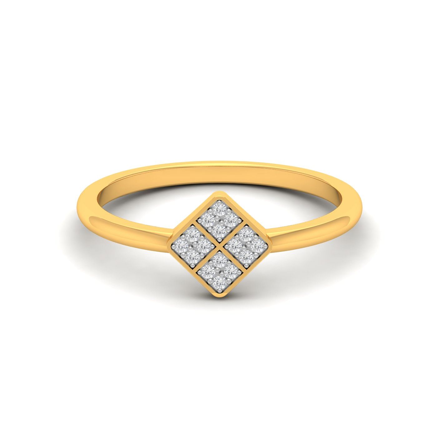 14k Yellow Gold Daily Wear Blocks Patterns Diamond Band