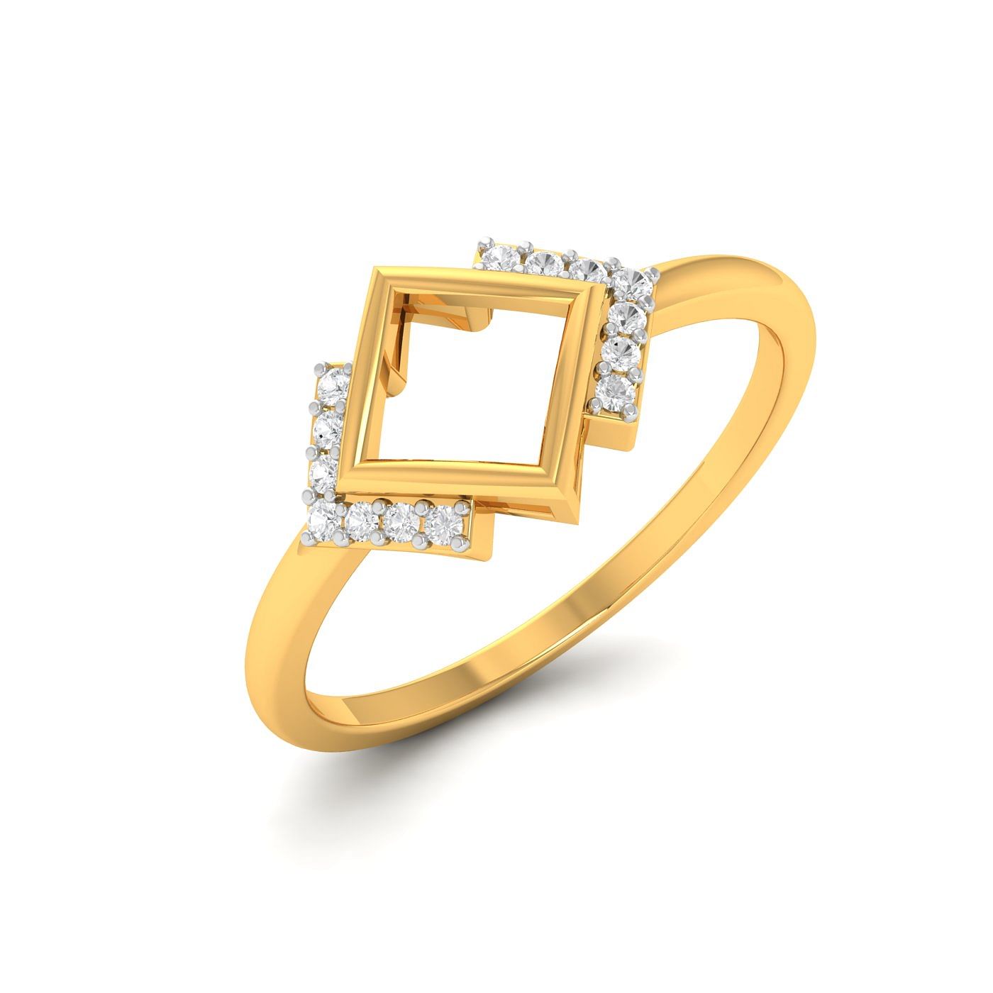 Yellow Gold Office Wear Aquilone Diamond Ring For Women