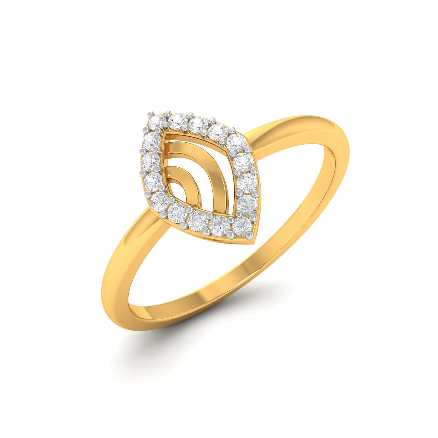 14k Yellow Gold Evil Eye Pattern Diamond Ring For Women