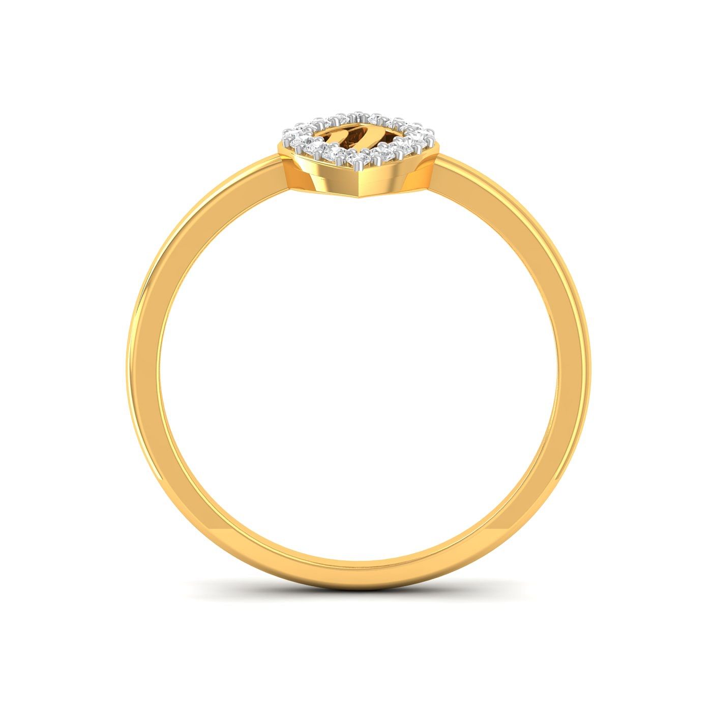 14k Yellow Gold Evil Eye Pattern Diamond Ring For Women