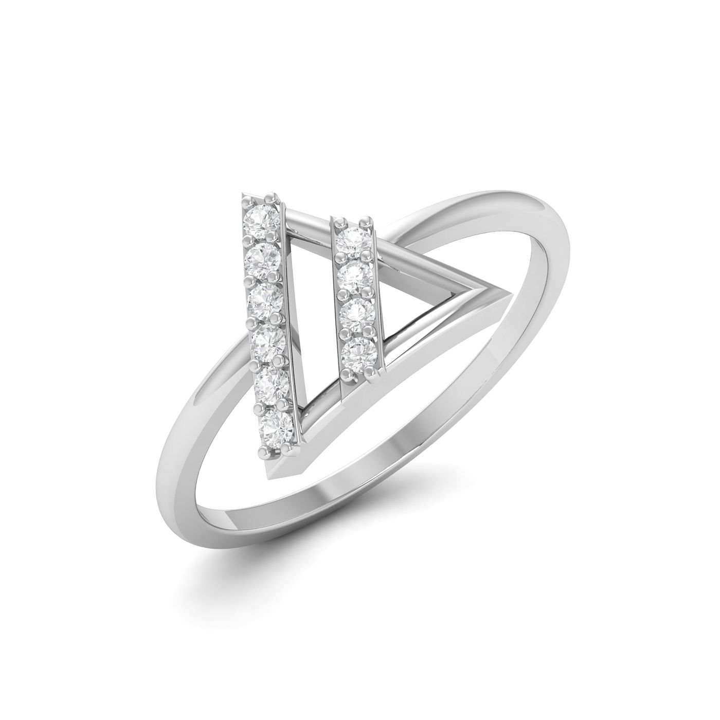 Dreieck Light weight Diamond Ring In White Gold