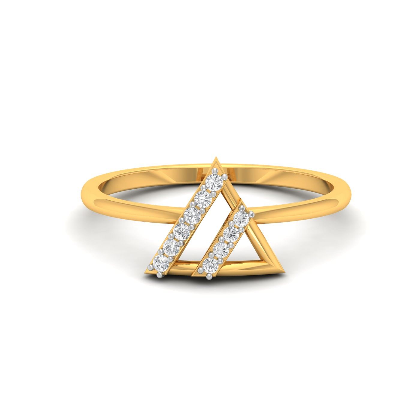 Dreieck Light weight Diamond Ring In Yellow Gold