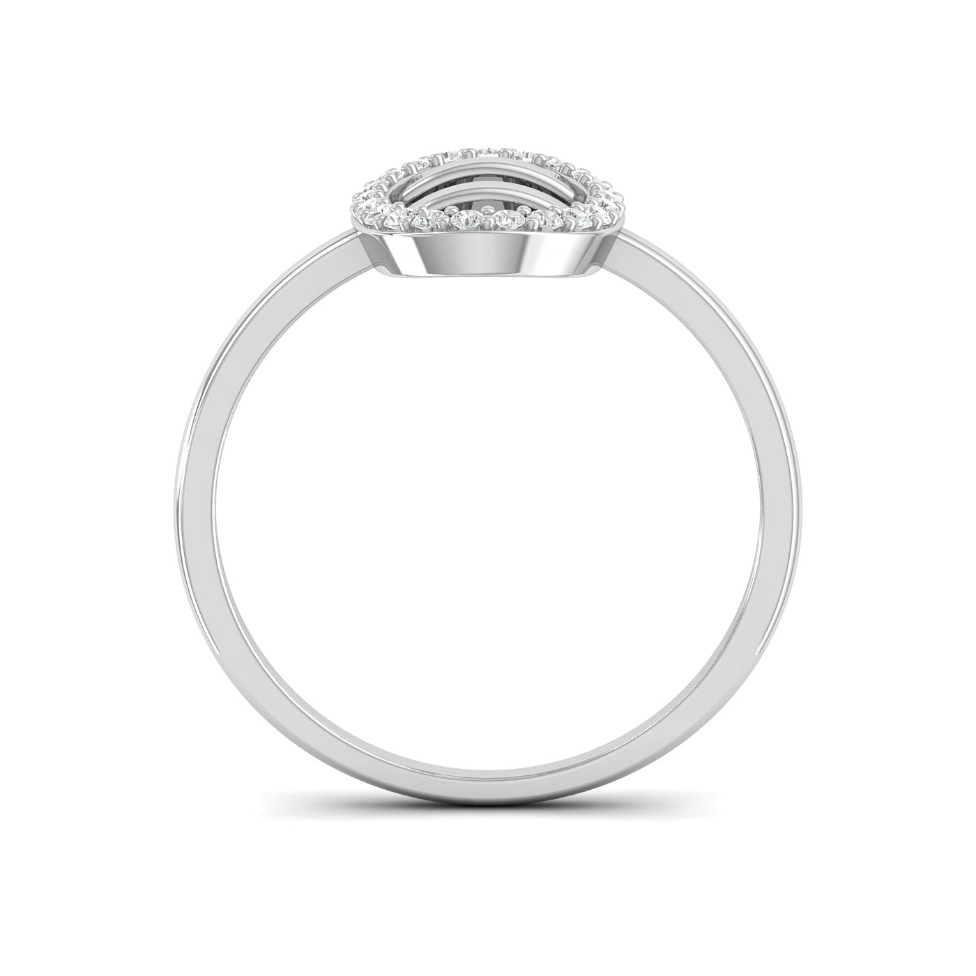 Oval Parallel Line White Gold Diamond Ring