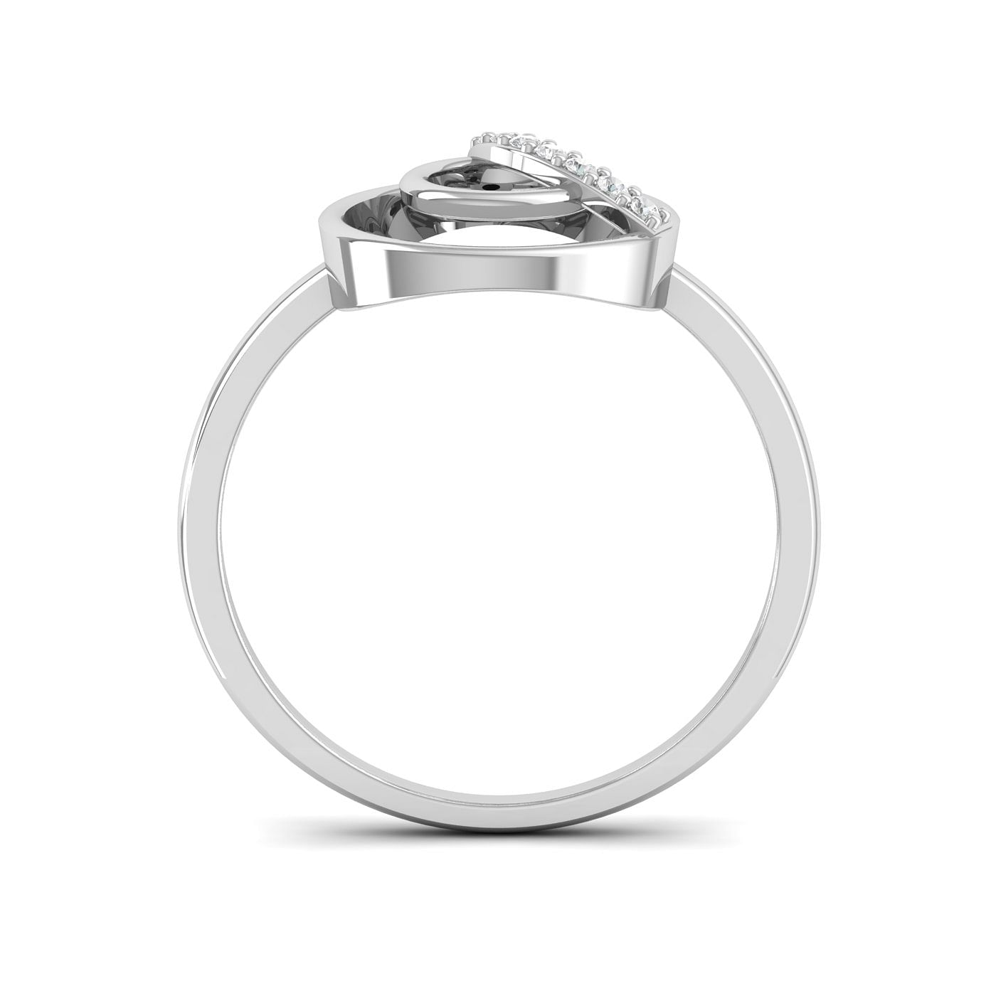 18k White Gold Dual Circle Diamond Ring For Ladies
