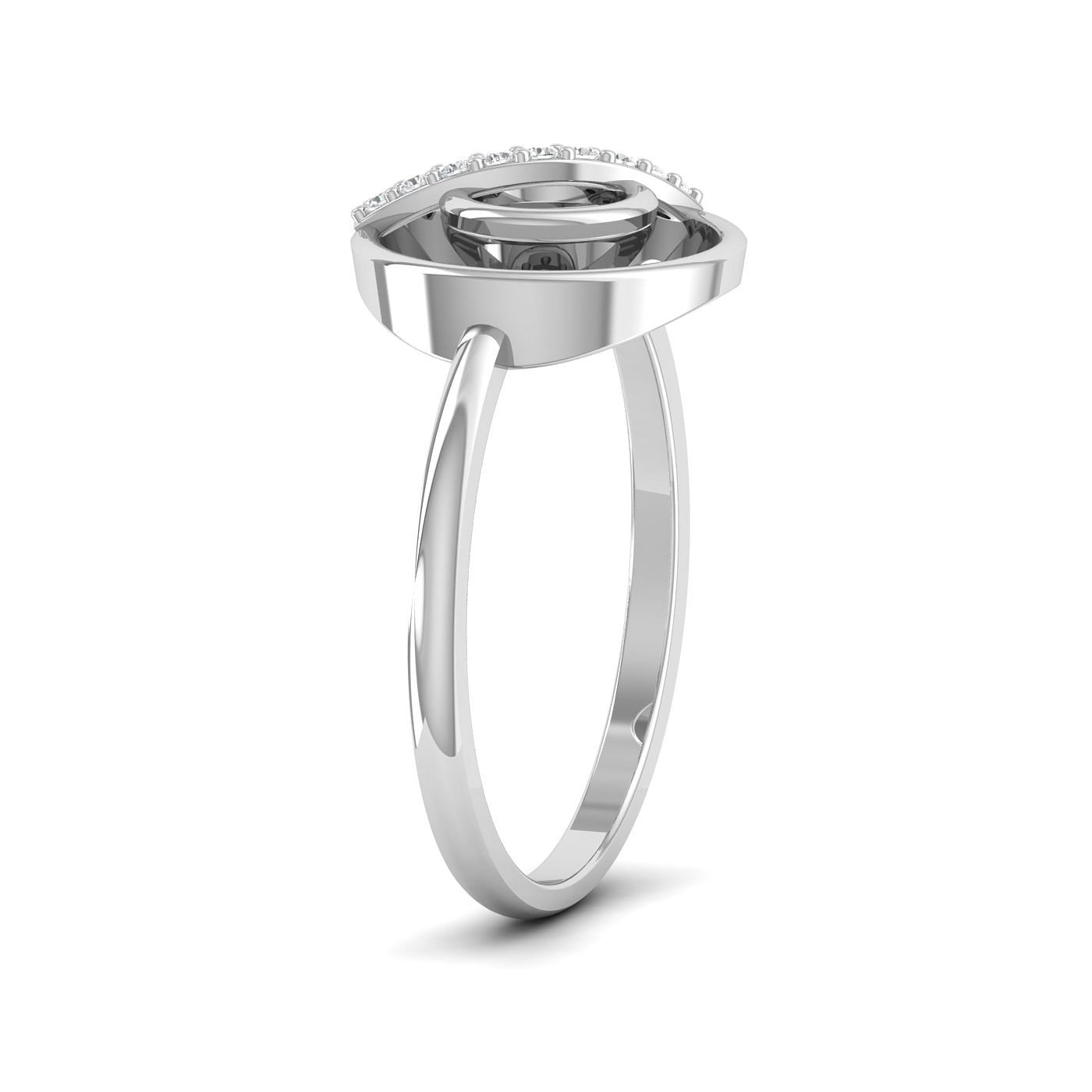 18k White Gold Dual Circle Diamond Ring For Ladies