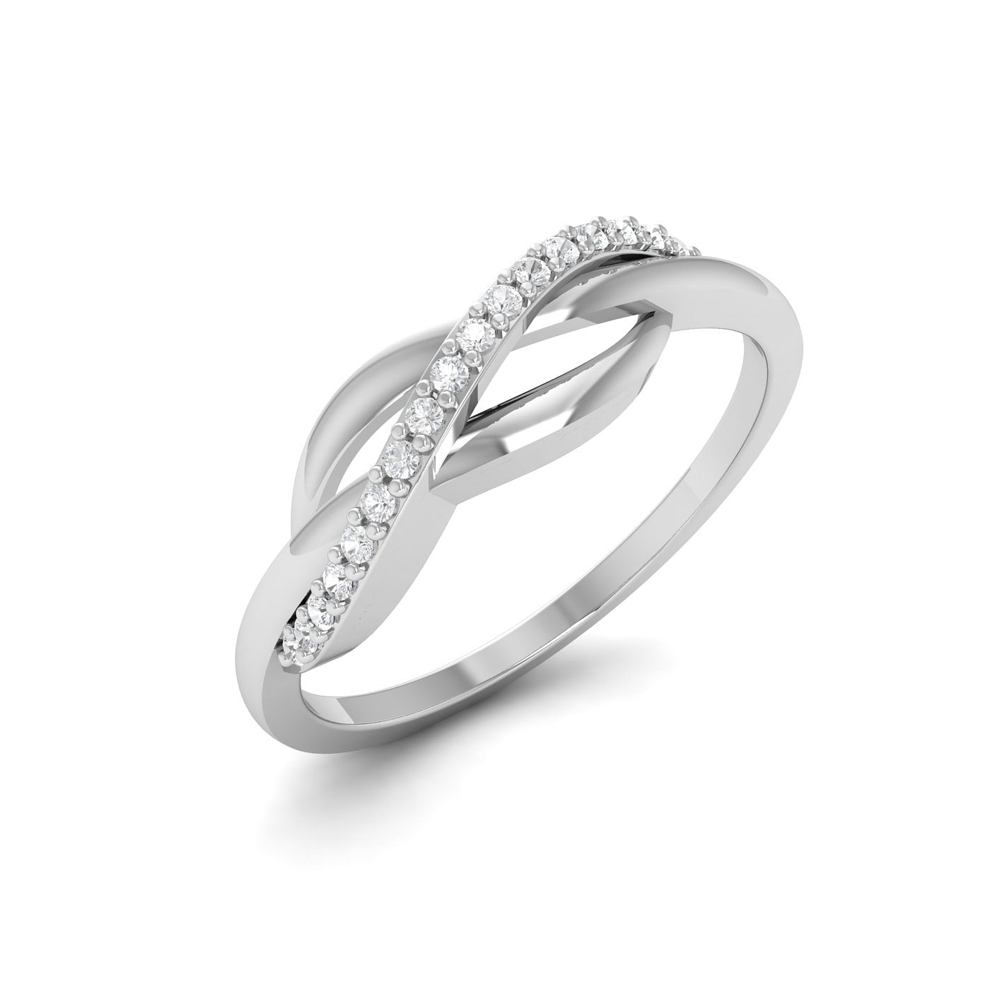 Wavy Diamond Delicate Ring White Gold For Daily Wear Or Gift