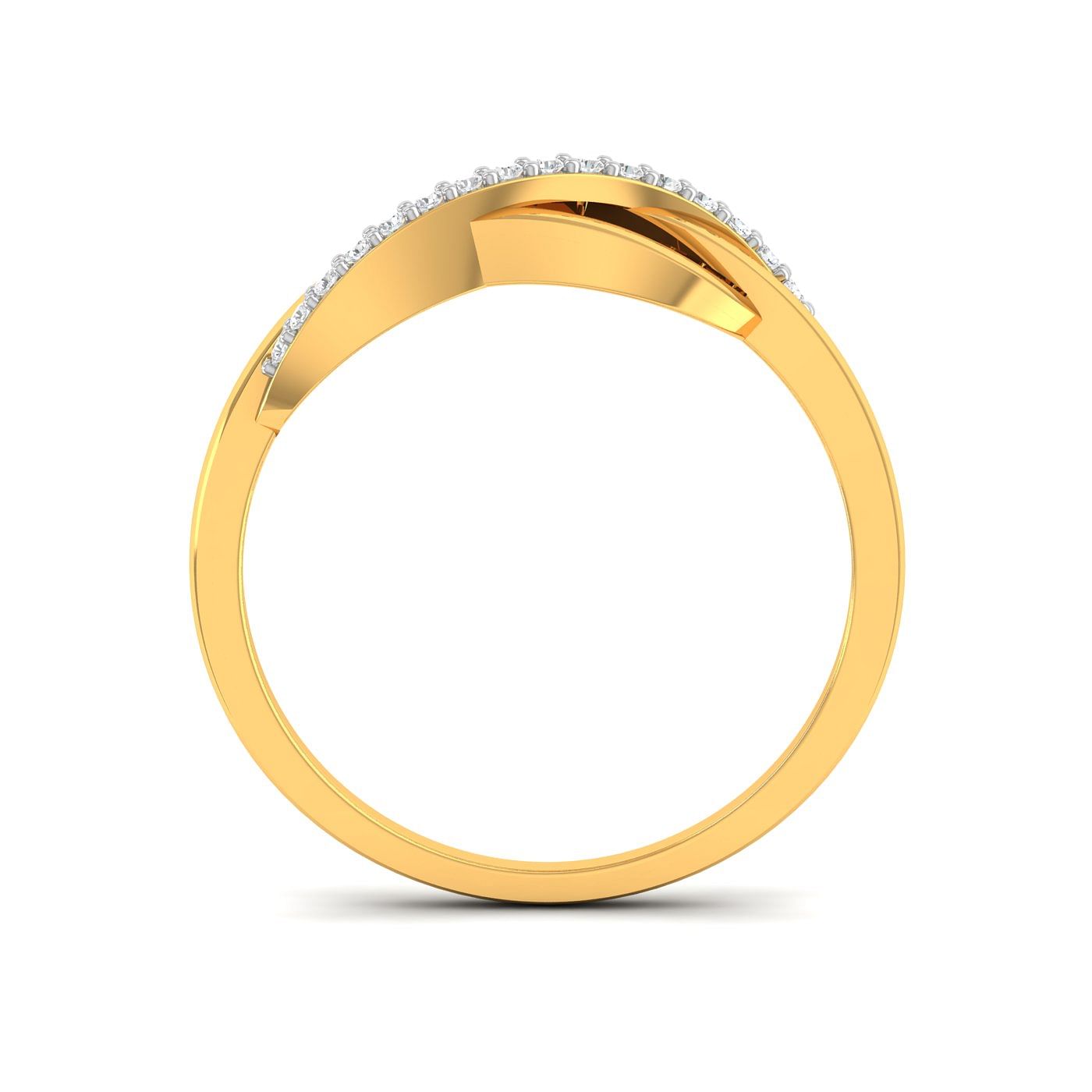 Wavy Diamond Delicate Ring Yellow Gold For Daily Wear Or Gift